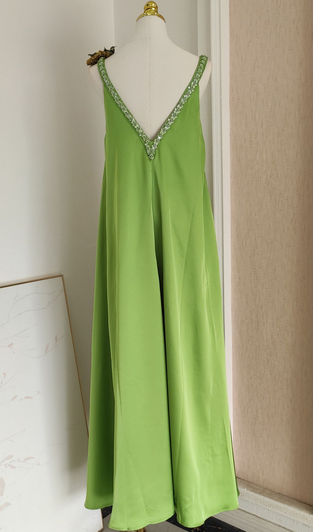 Inge Radiant Yellow Halter Maxi Dress with 3D Floral Appliques - Chic Flowy Gown