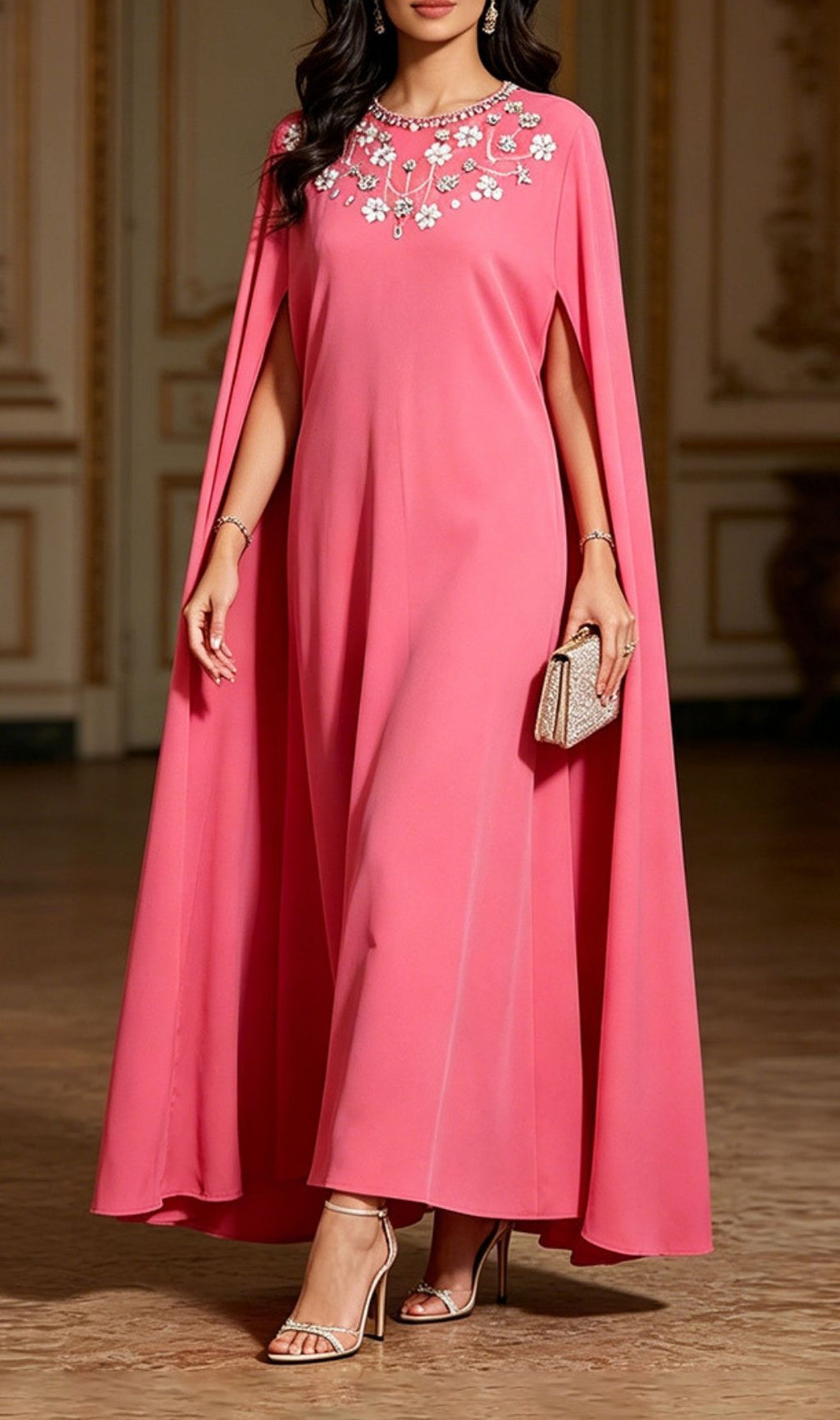 Ladee Pink Diamante Maxi Dress