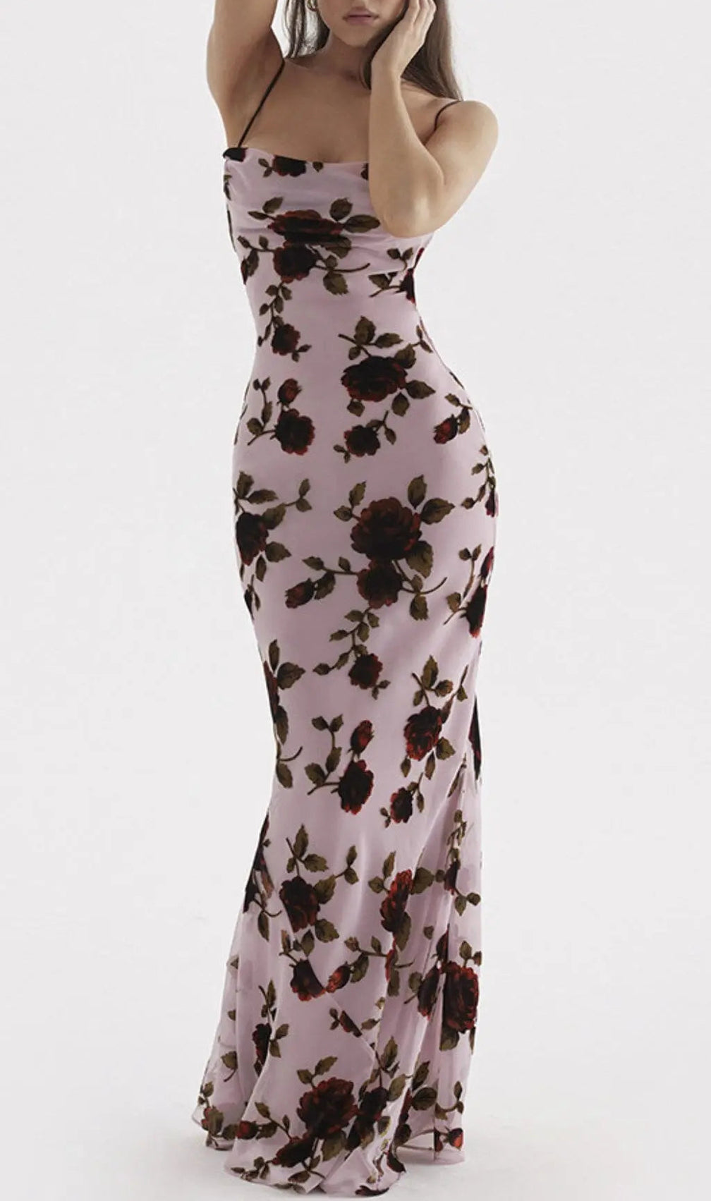 Pink Devore Maxi Dress