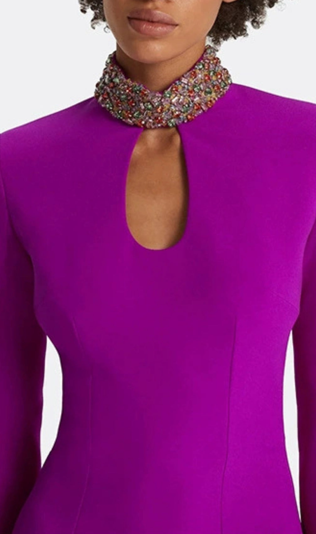 Ellema Purple Long Sleeve Embellished Maxi Dress