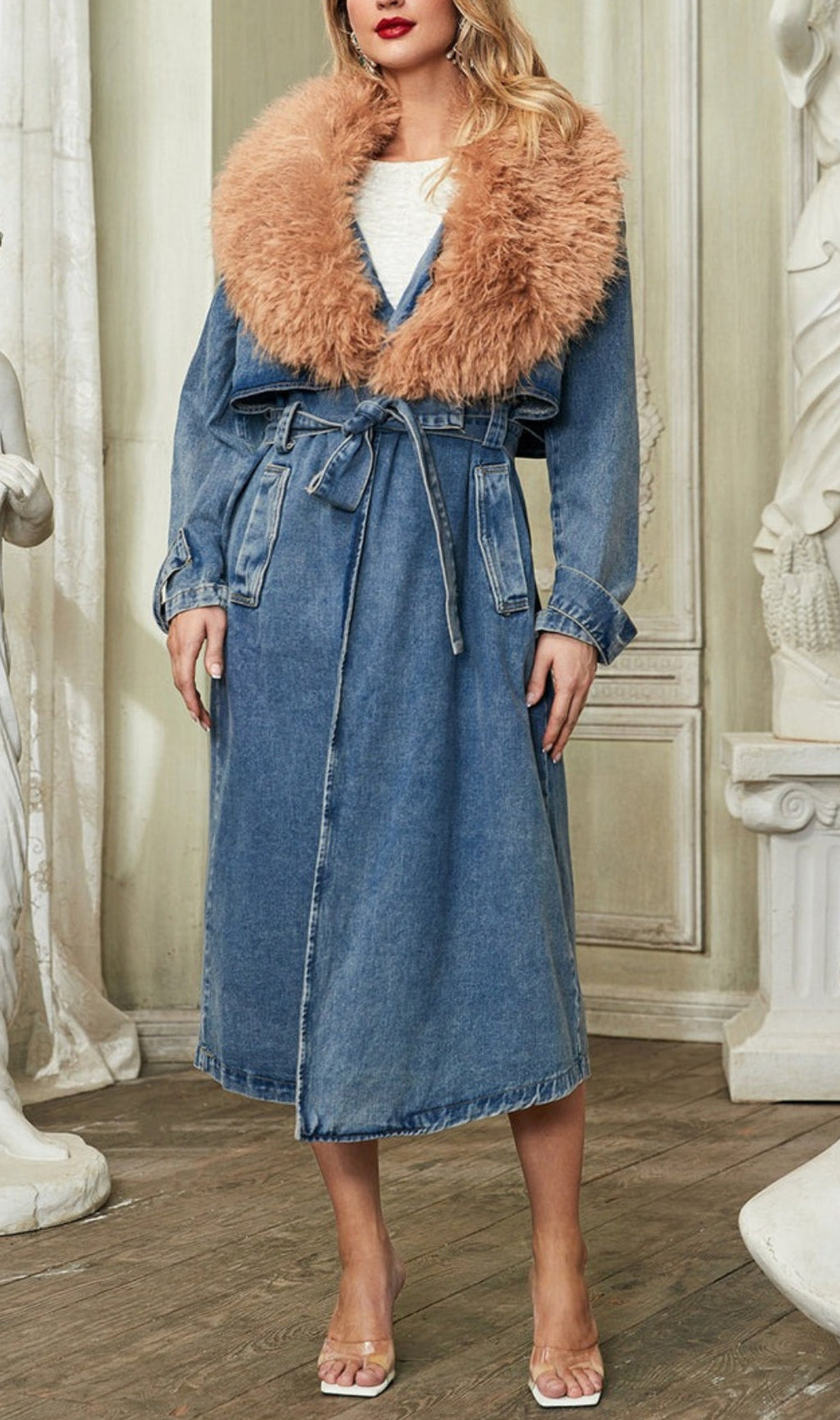 Adel Faux Fur Collar Denim Coat