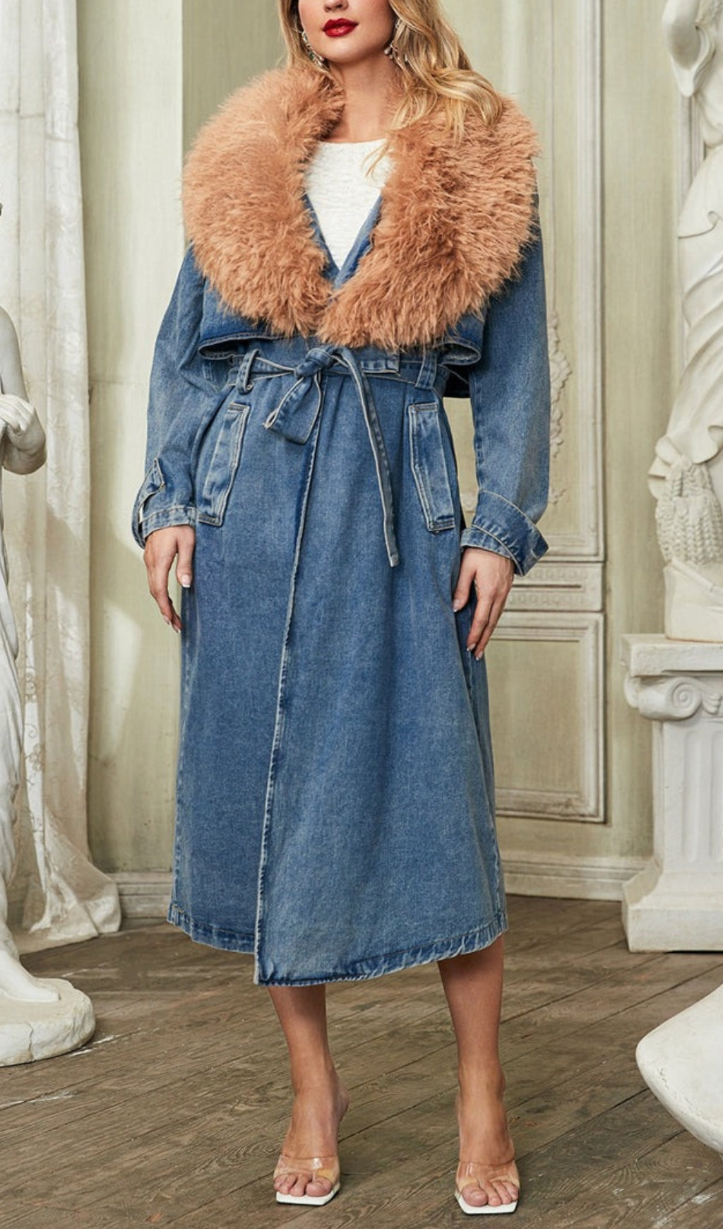 Adel Faux Fur Collar Denim Coat