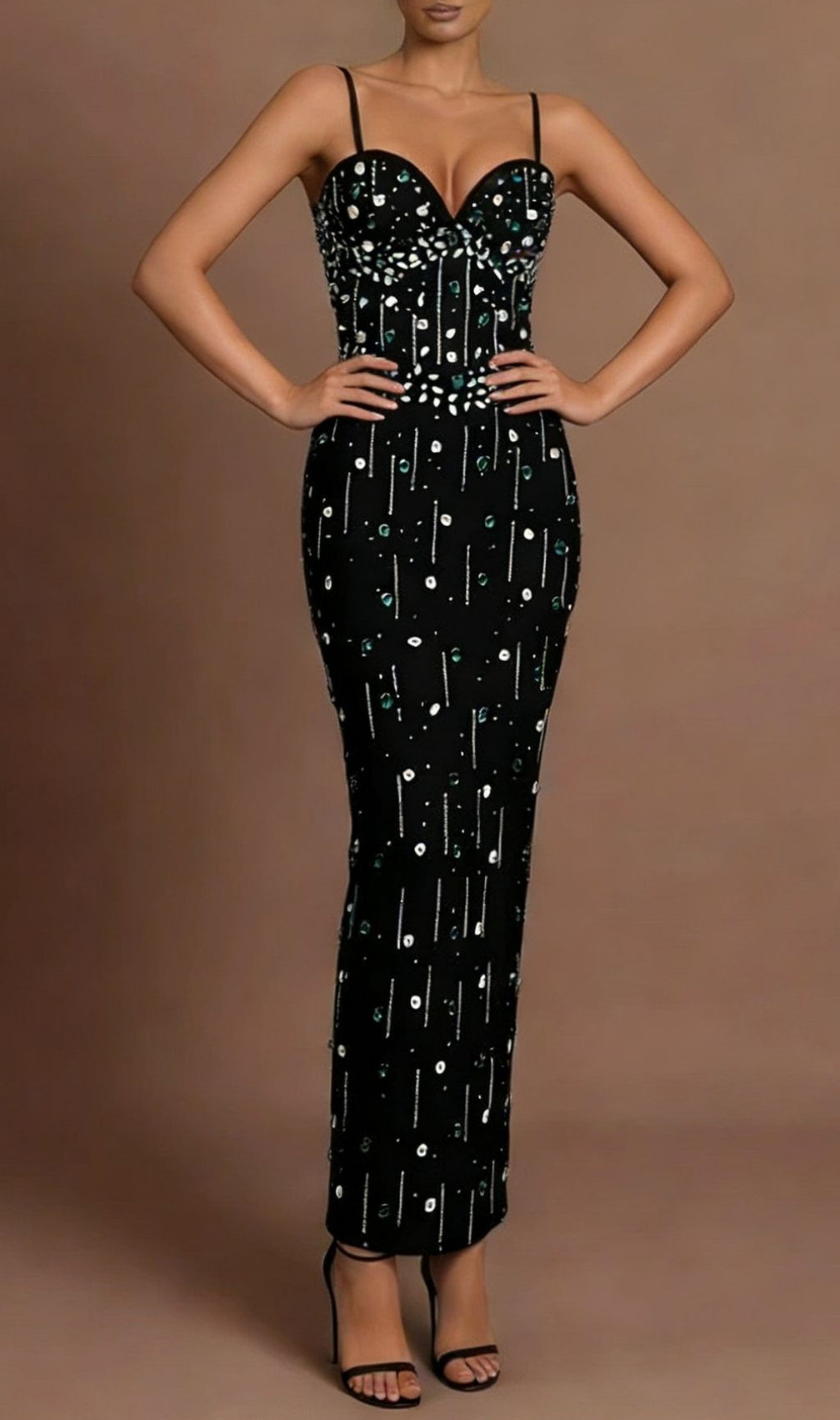 Keyra Sparkling Diamante Bandage Maxi Dress | Elegant Evening Gown