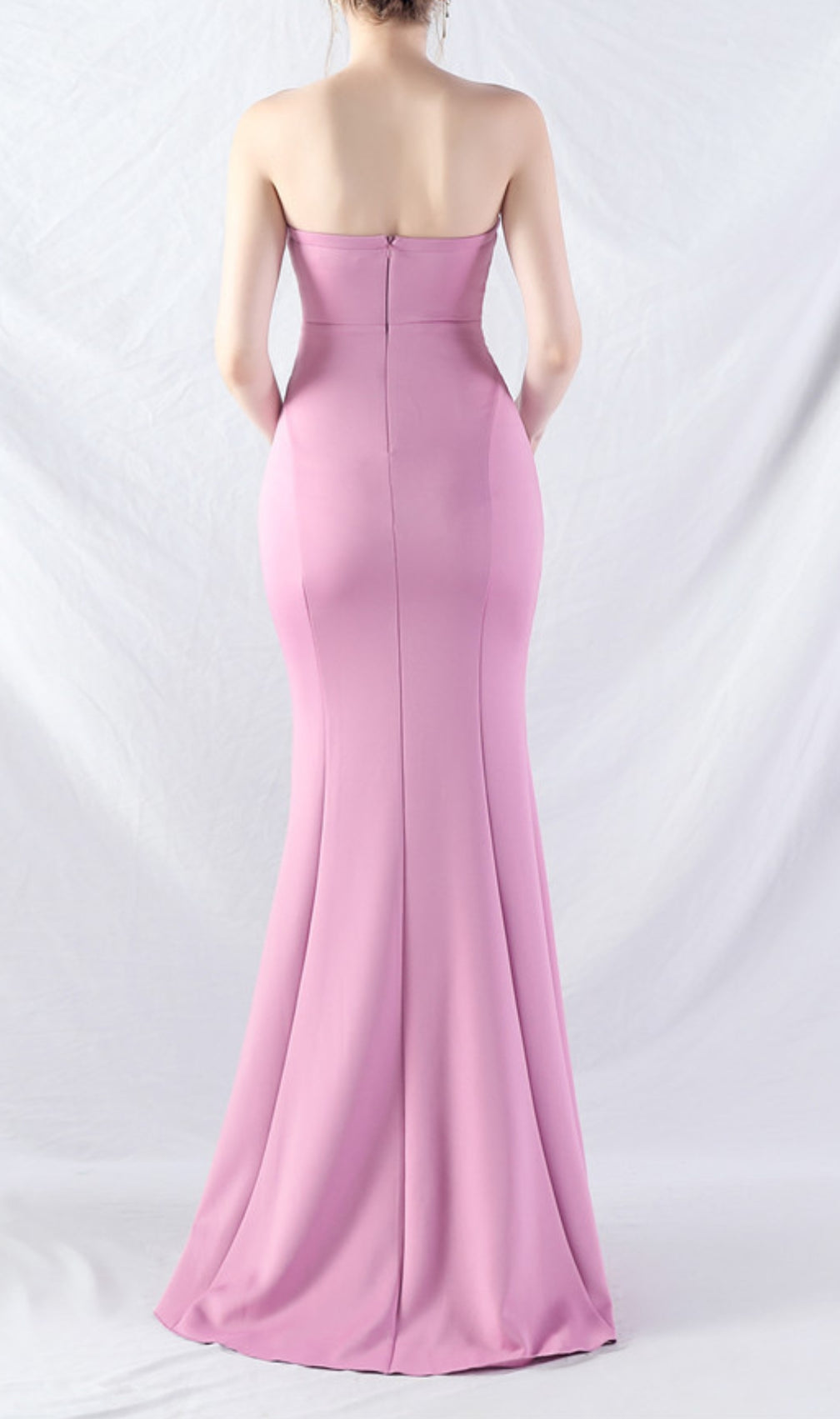 Chrina Purple Strapless Ruched Maxi Dress