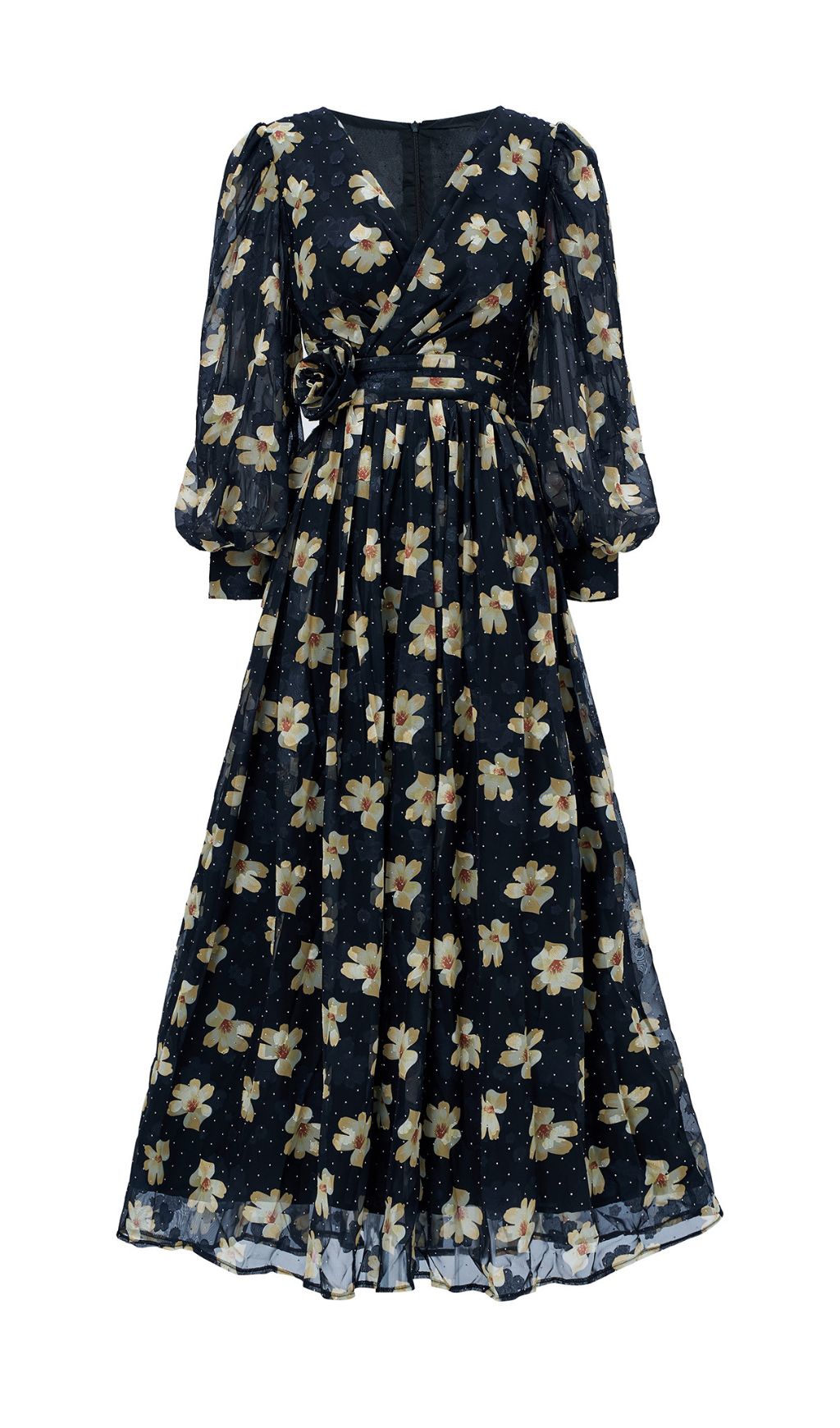 Feodora Floral Printed Long Sleeve Maxi Dress