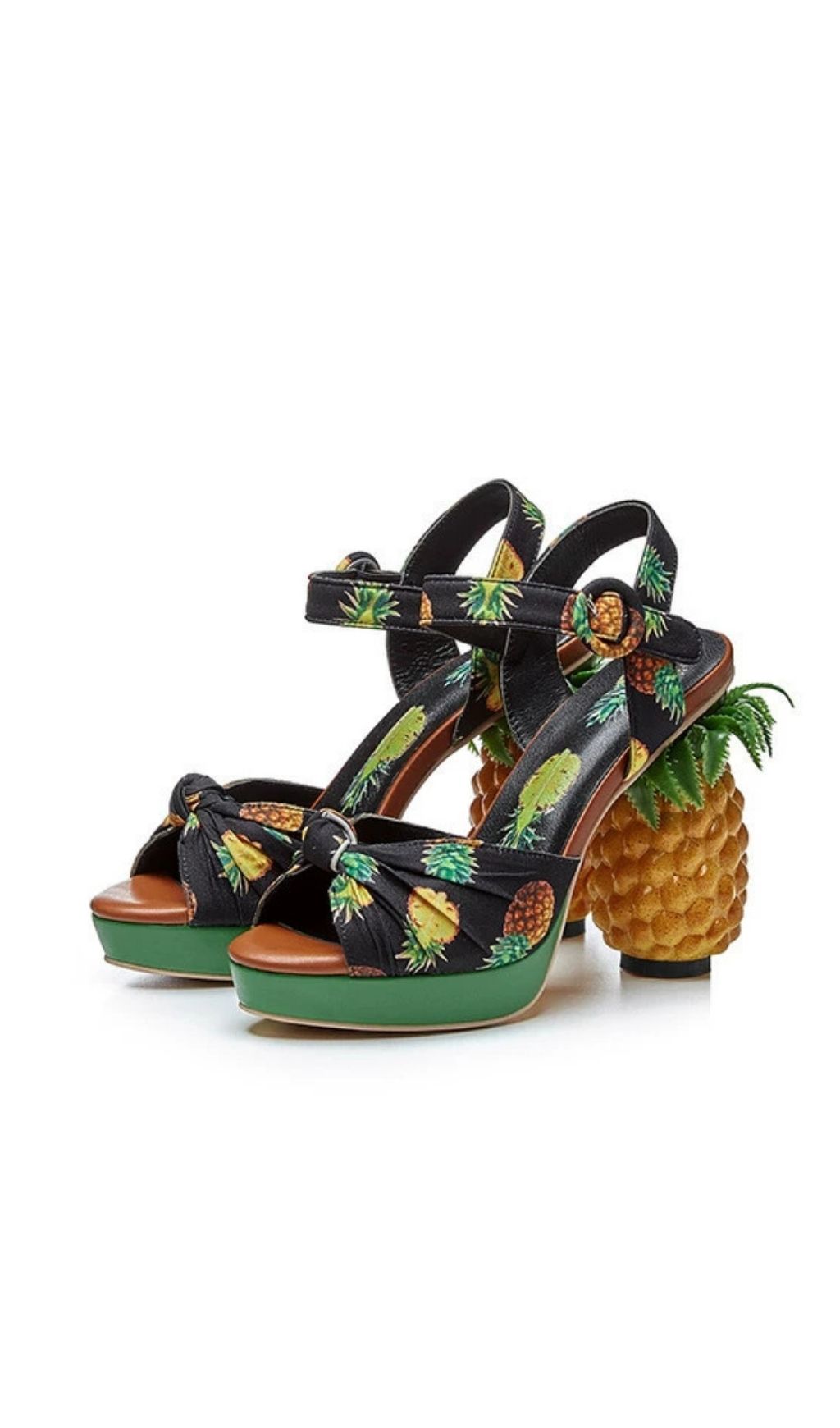 Azhira Pineapple Heel Platform Sandals | Women's Tropical Summer Shoes