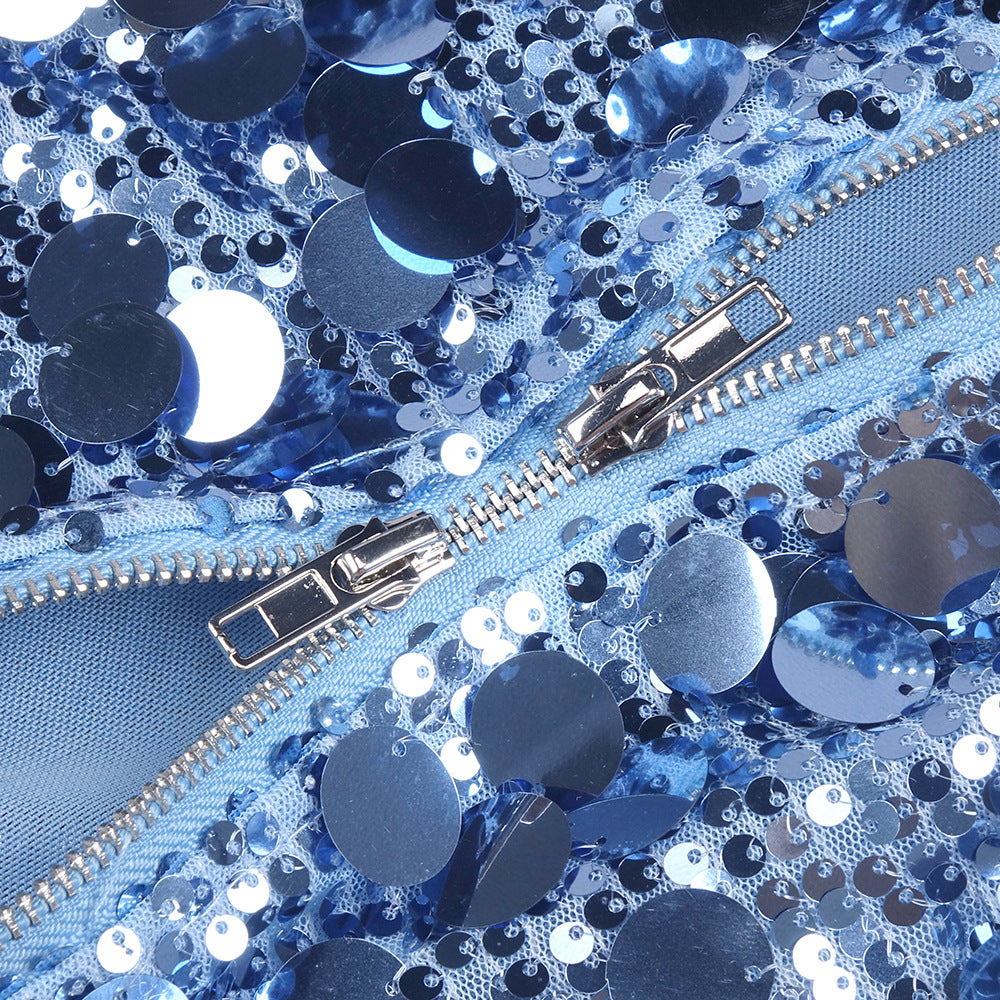 Izak "Celestial Blue" Sequin Strappy Maxi Gown - Gala Ready