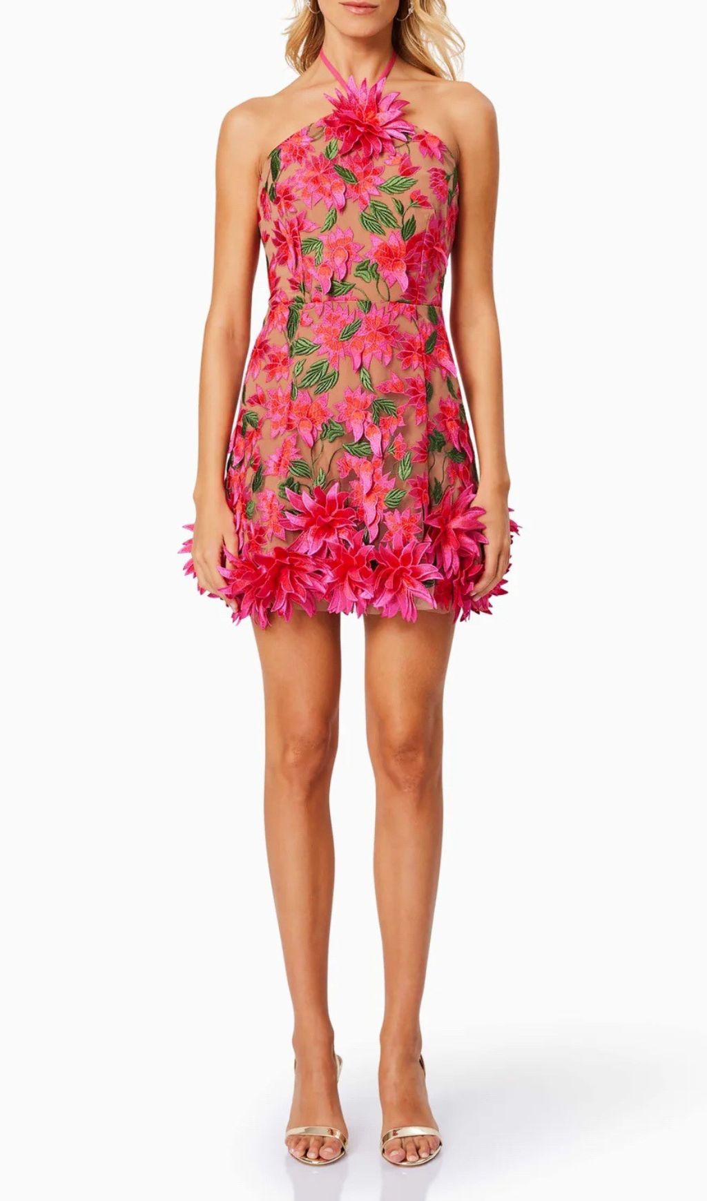 Faunia Halter Flower Mini Dress