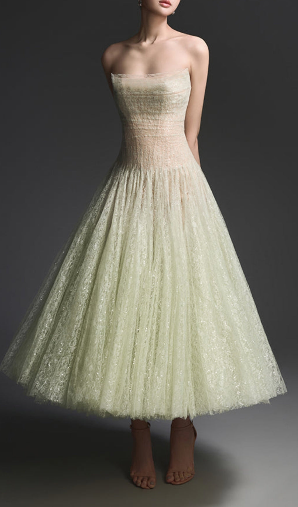 Estevan Mint Lace Midi Dress