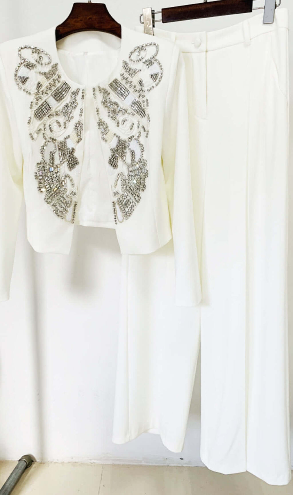 Benedetta White Crystal Pants Set
