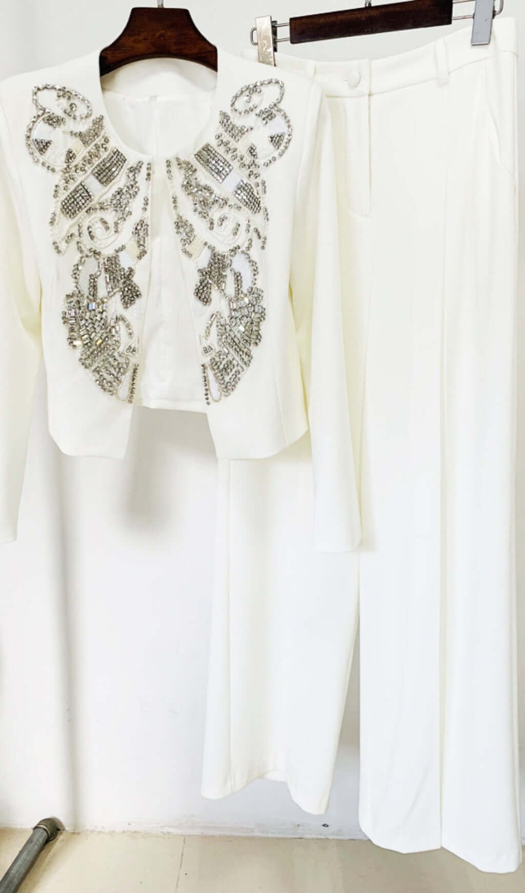 Benedetta White Crystal Pants Set