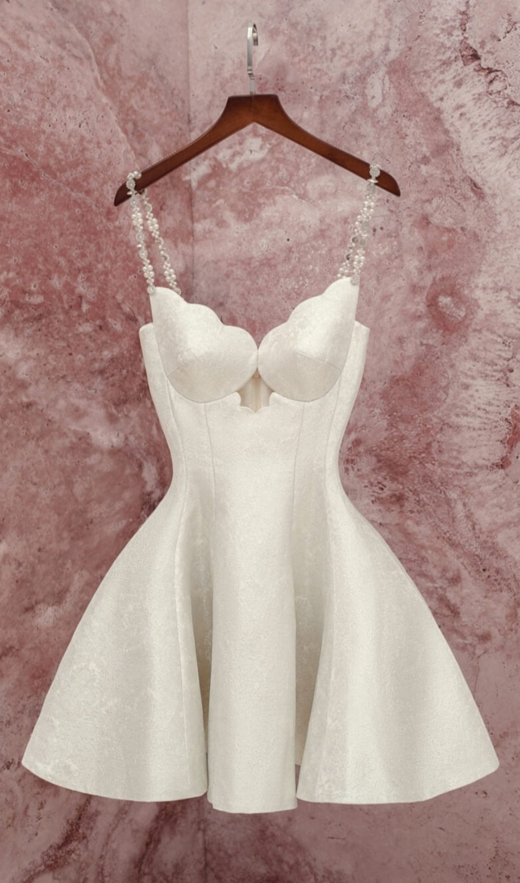 Flare Chest Cup Jacquard Mini Dress