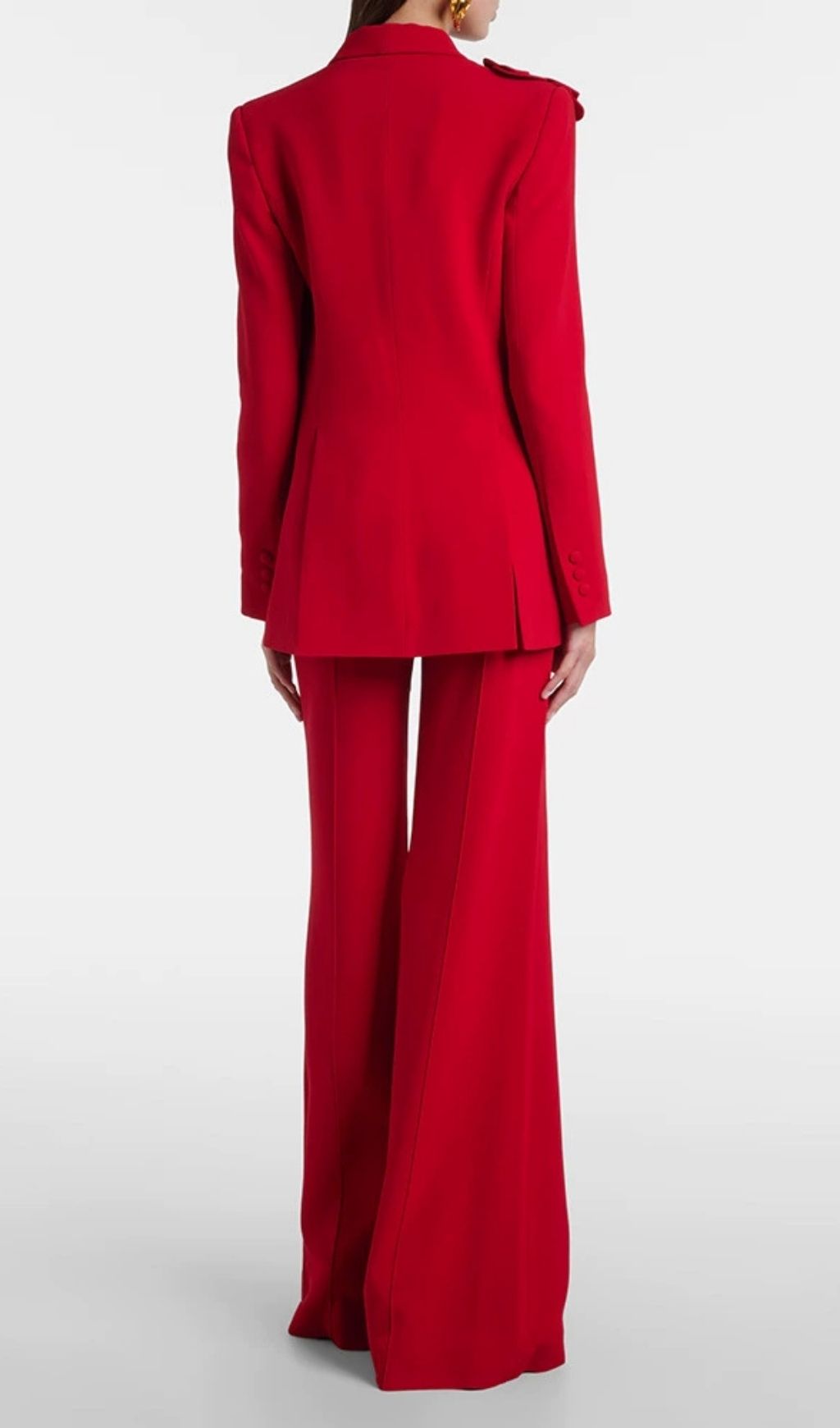 Kenadia Red 3D Flower Power Pantsuit - Statement Blazer Set