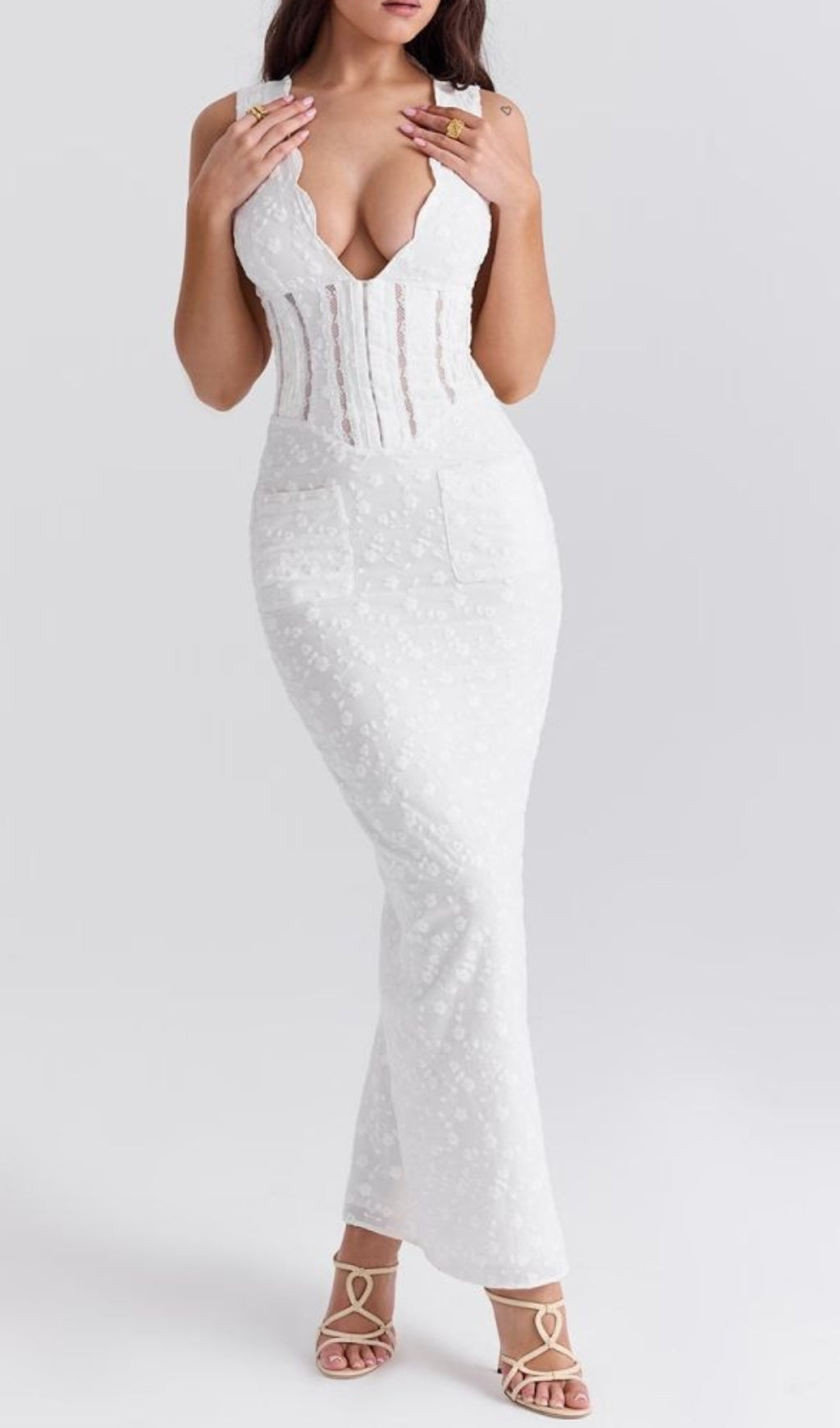 Avari White Lace Maxi Dress