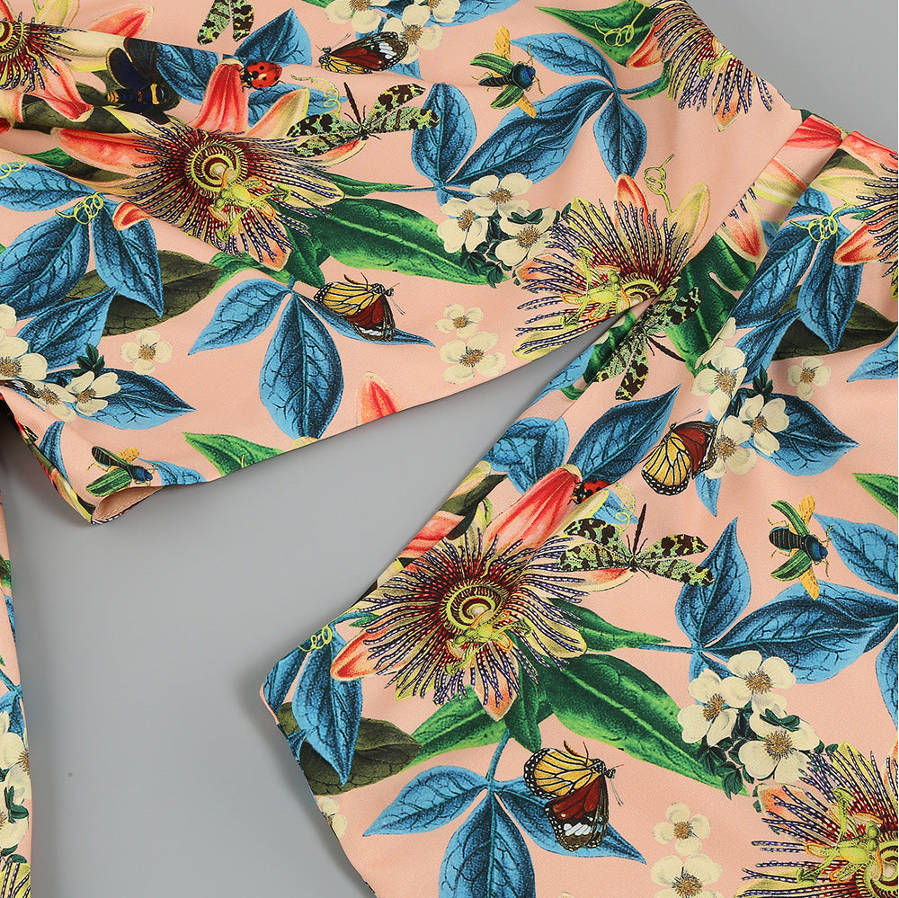 Javen Tropical Floral One-Shoulder Cutout High-Low Dress