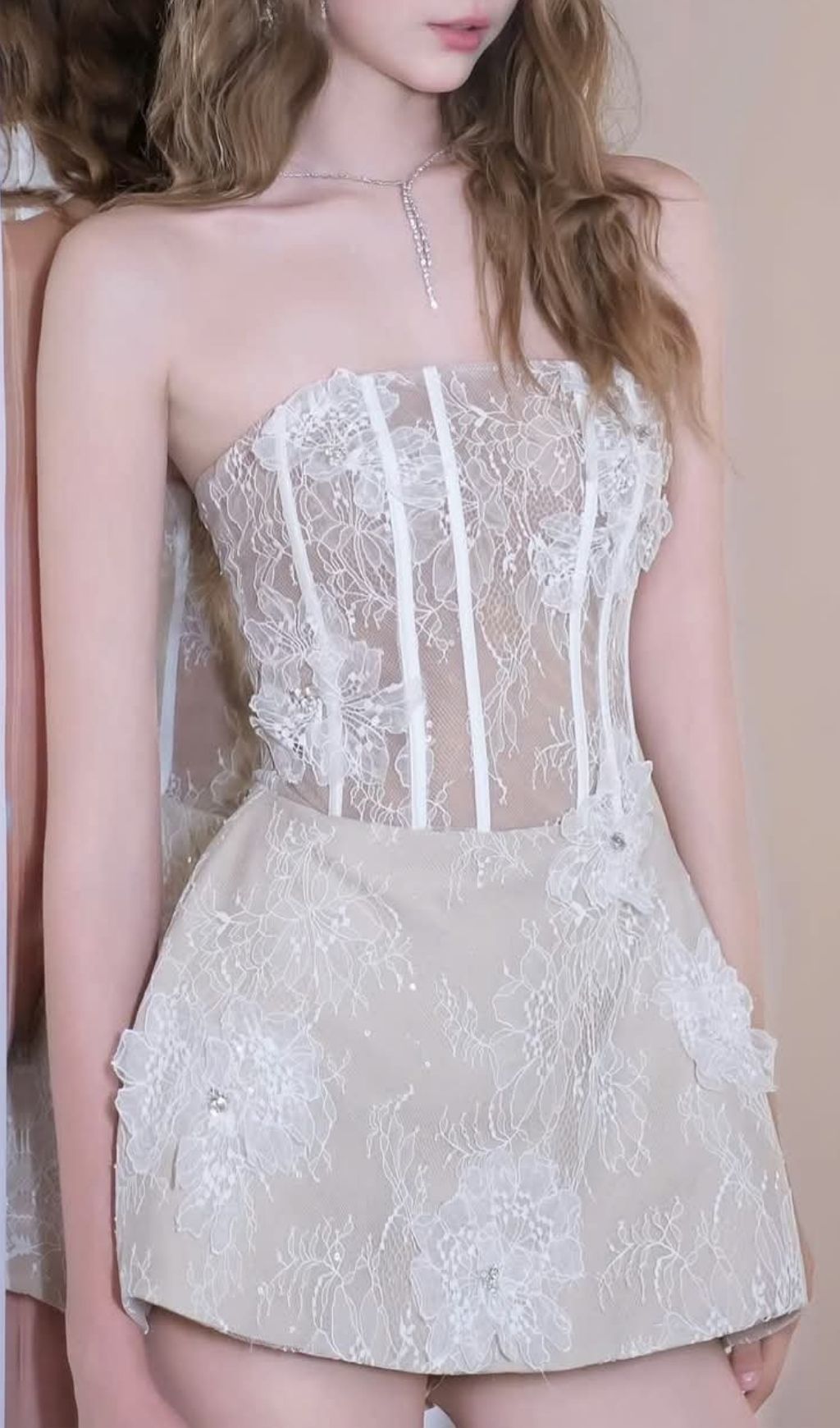 Kanna White Strapless Lace Corset Mini Dress - Elegant Bridal & Party Attire