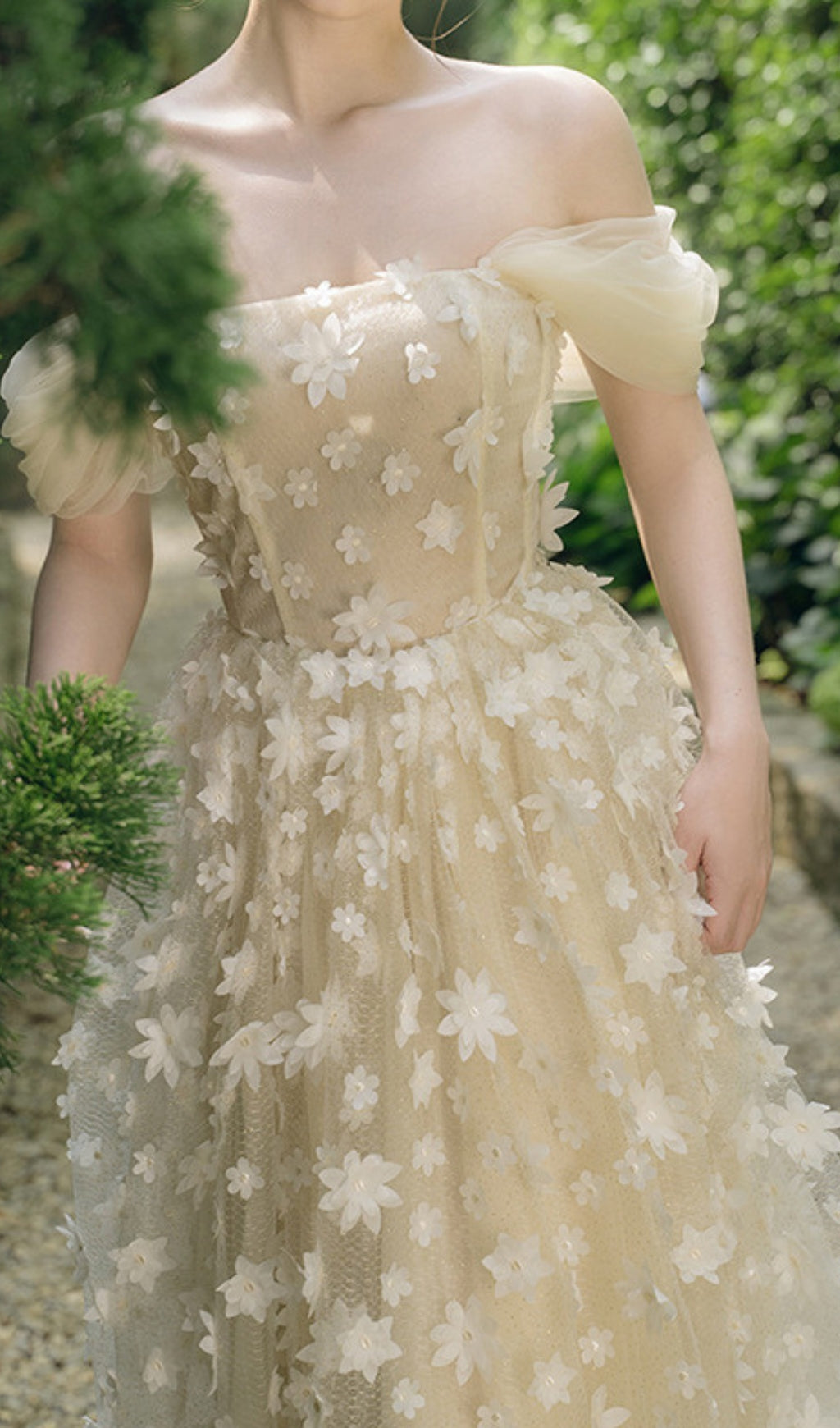 Brandi Apricot Flower Mesh Midi Dress