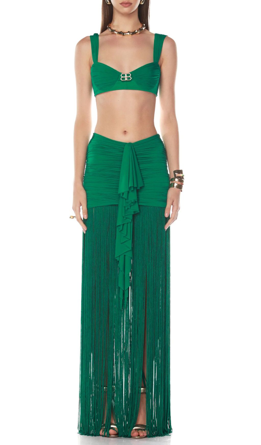 Hideko Green Tassel Two-Piece Set