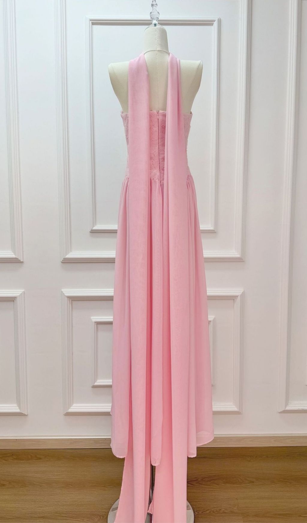 Kenley Blush Pink Strapless Floral Maxi Gown - Elegant Evening Dress for Women