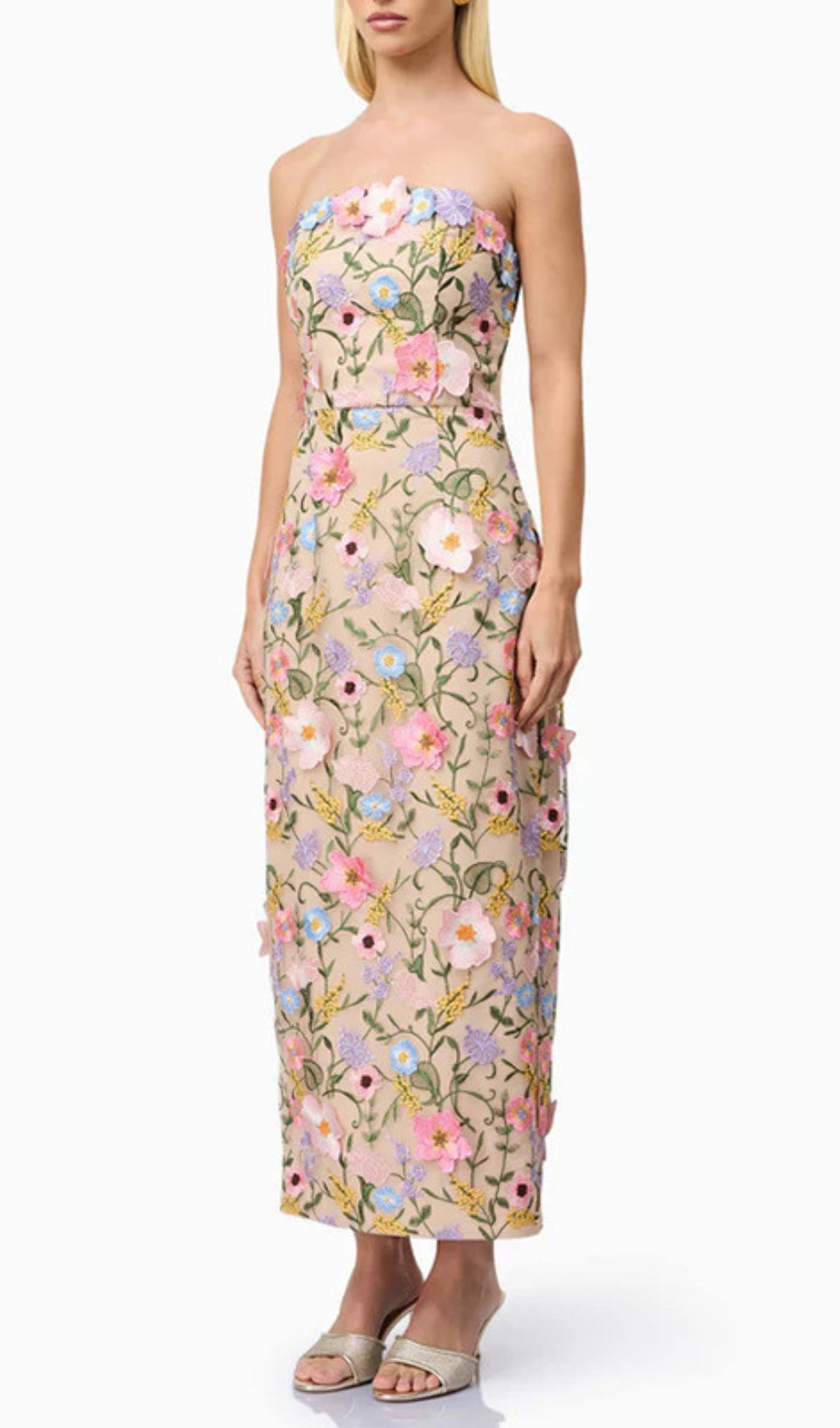 Eiichi Strapless Flower Midi Dress