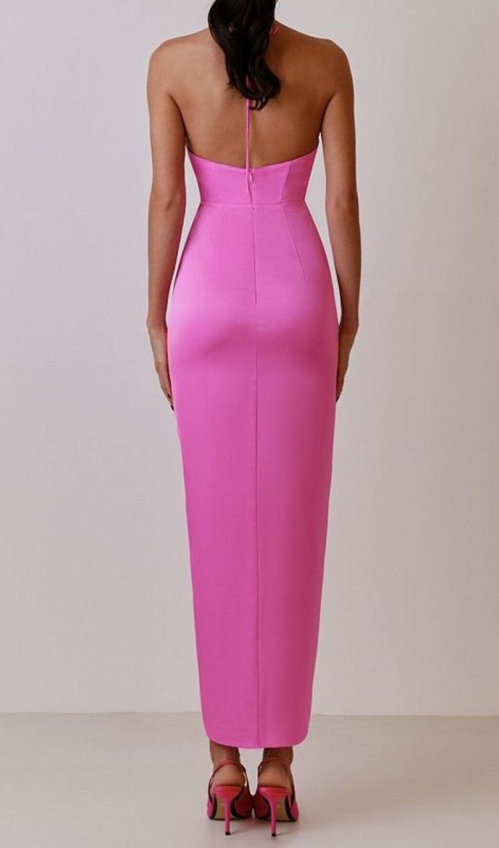 Floral Embellished Slit Midi Dress In Pink