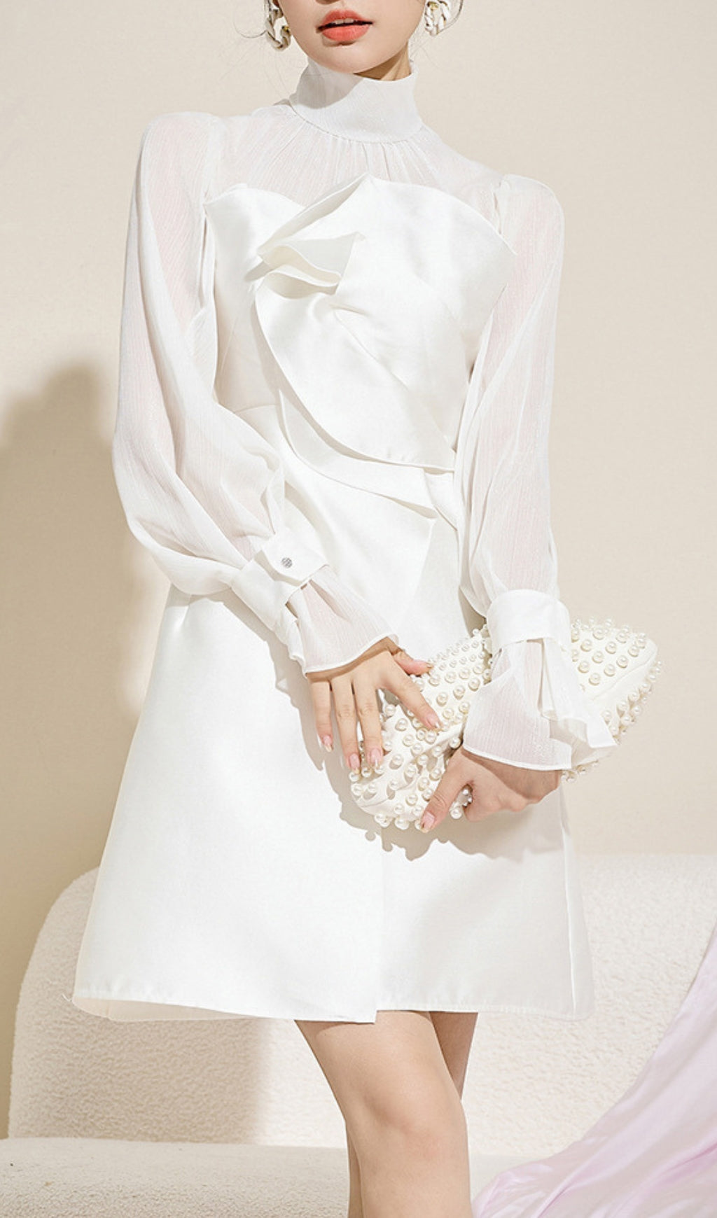 Annica Mesh Long Sleeve Mini Dress