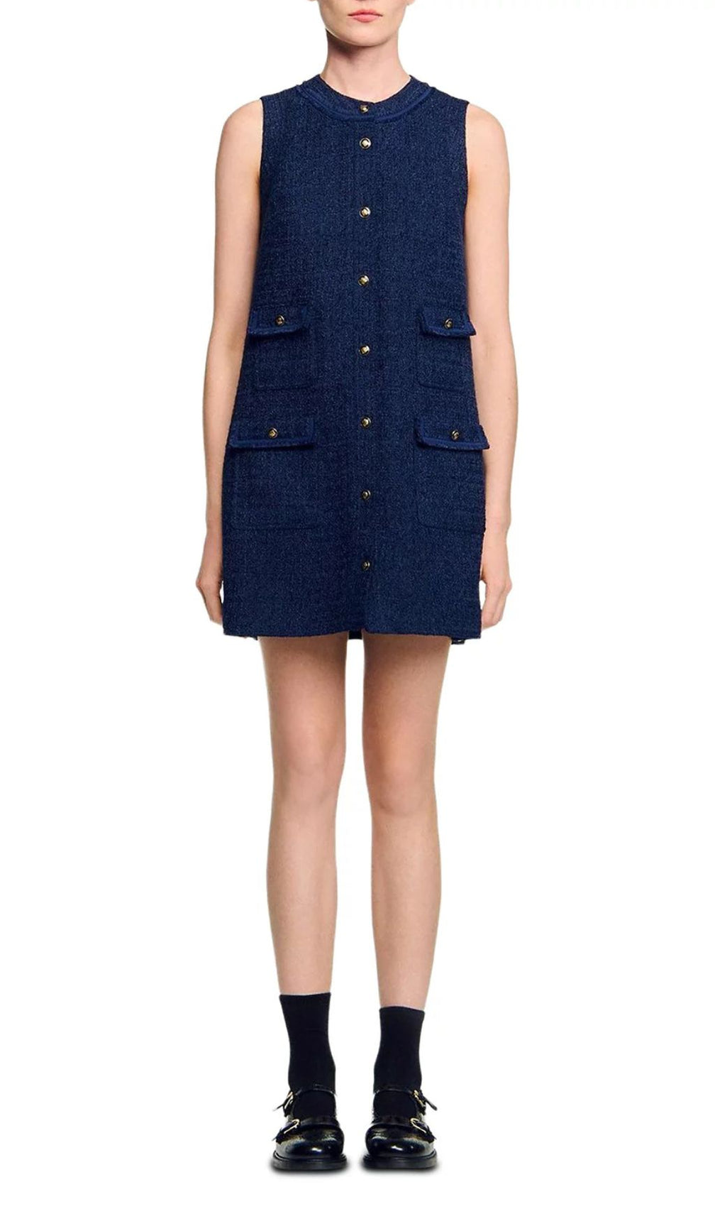 Jolanda Chic Sleeveless Tweed-Effect Mini Dress