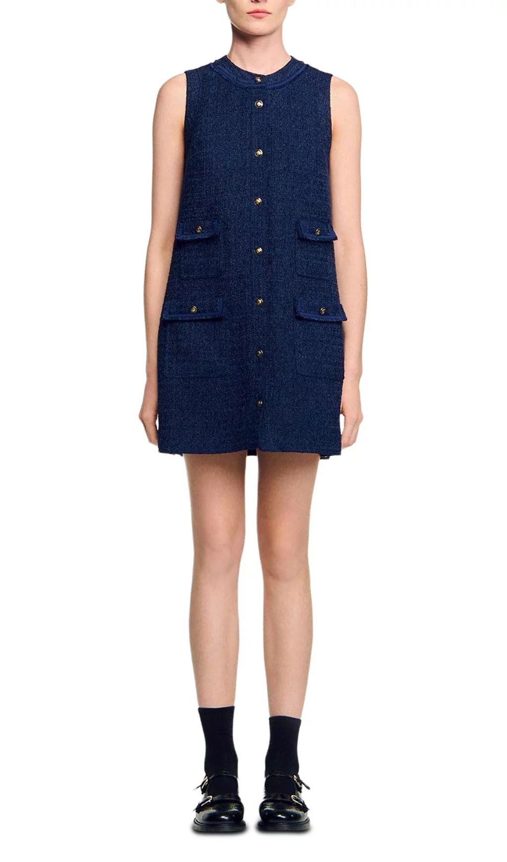 Jolanda Chic Sleeveless Tweed-Effect Mini Dress