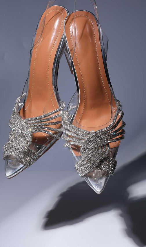 Crystal Embellished Sandals In Silver