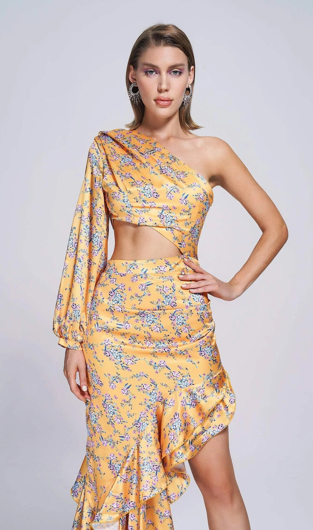 Cassidy One Shoulder Floral Maxi Dress