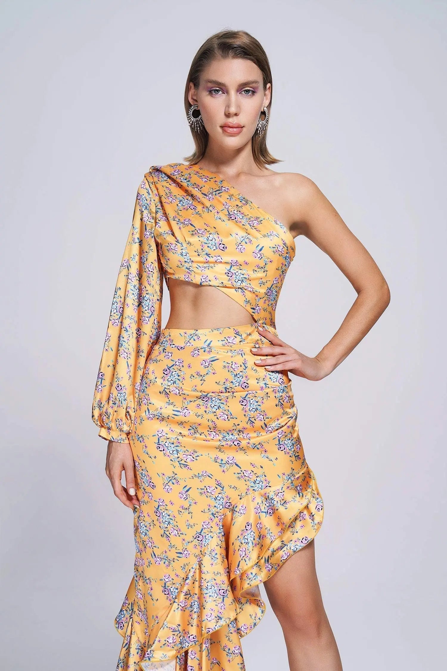 Cassidy One Shoulder Floral Maxi Dress