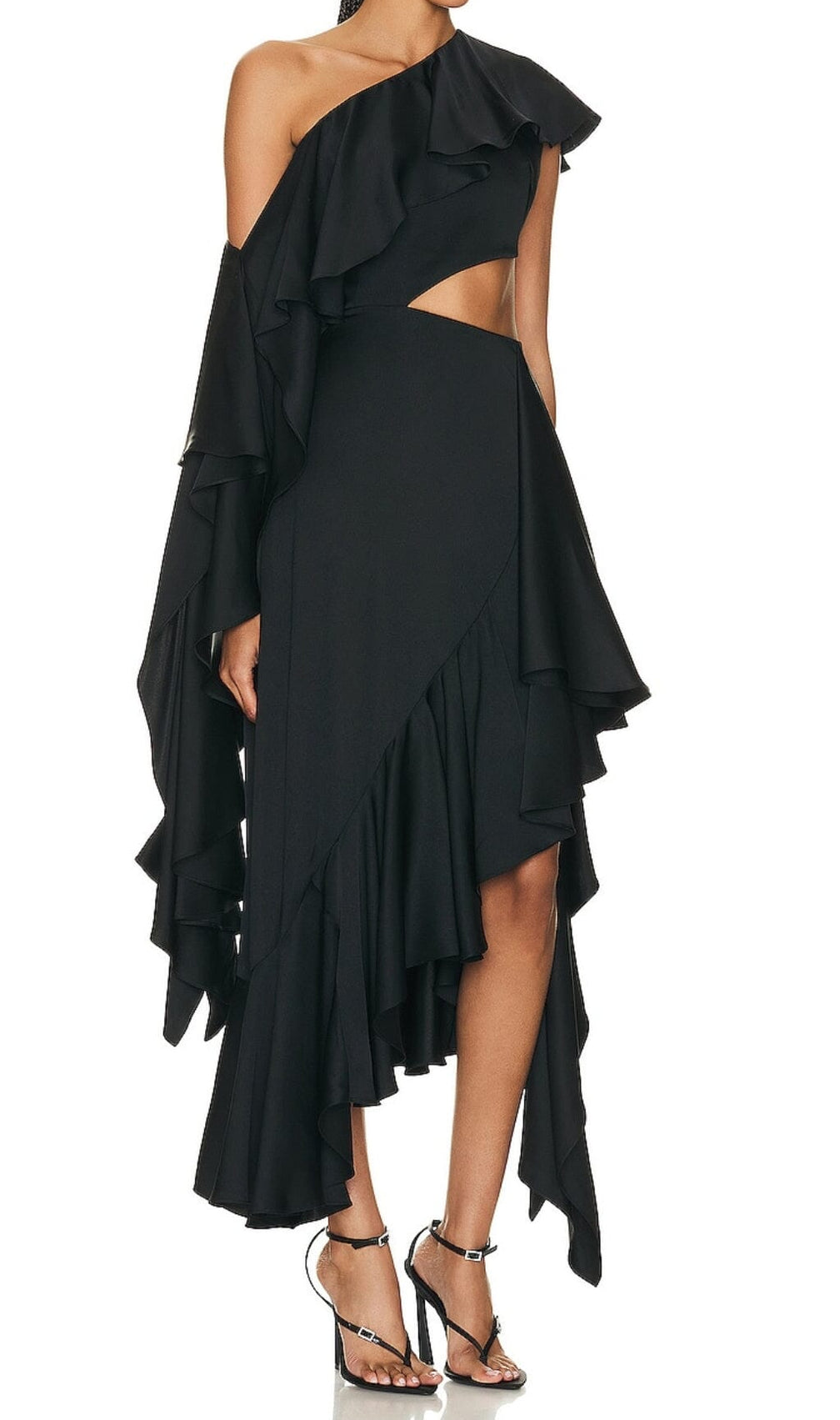 Ruffles Asymmetrical Maxi Dress