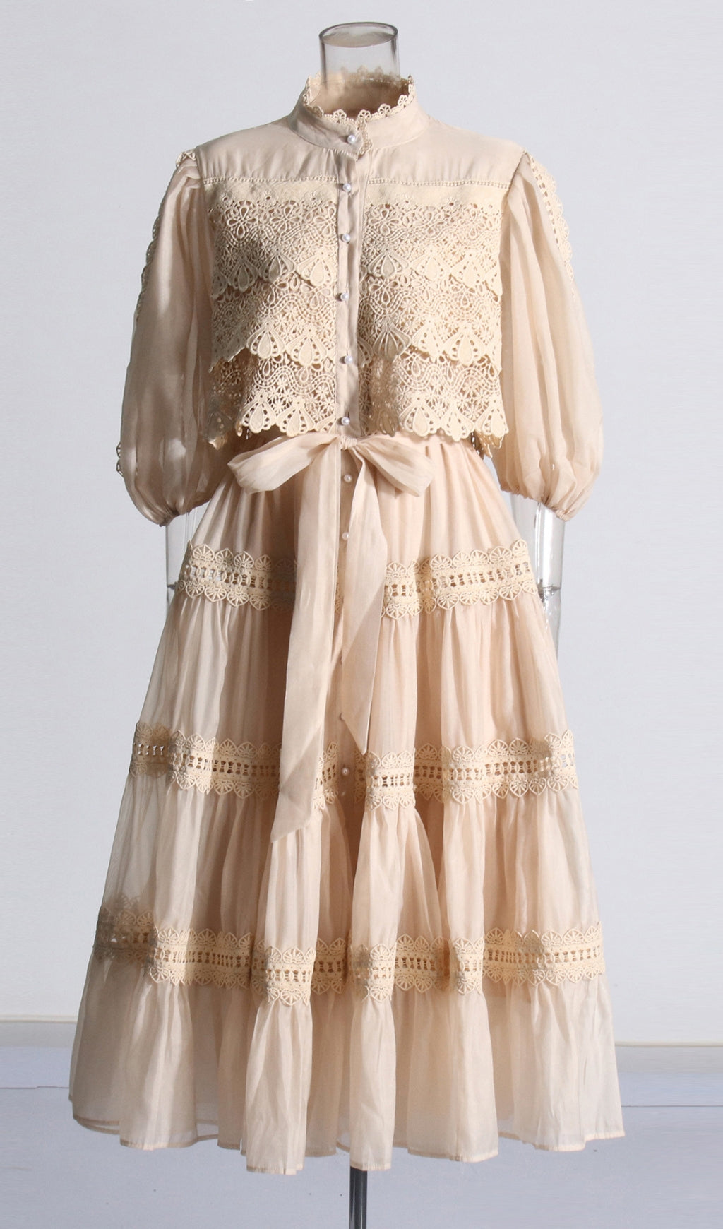 Astrea Puff Sleeve Embroidery Maxi Dress