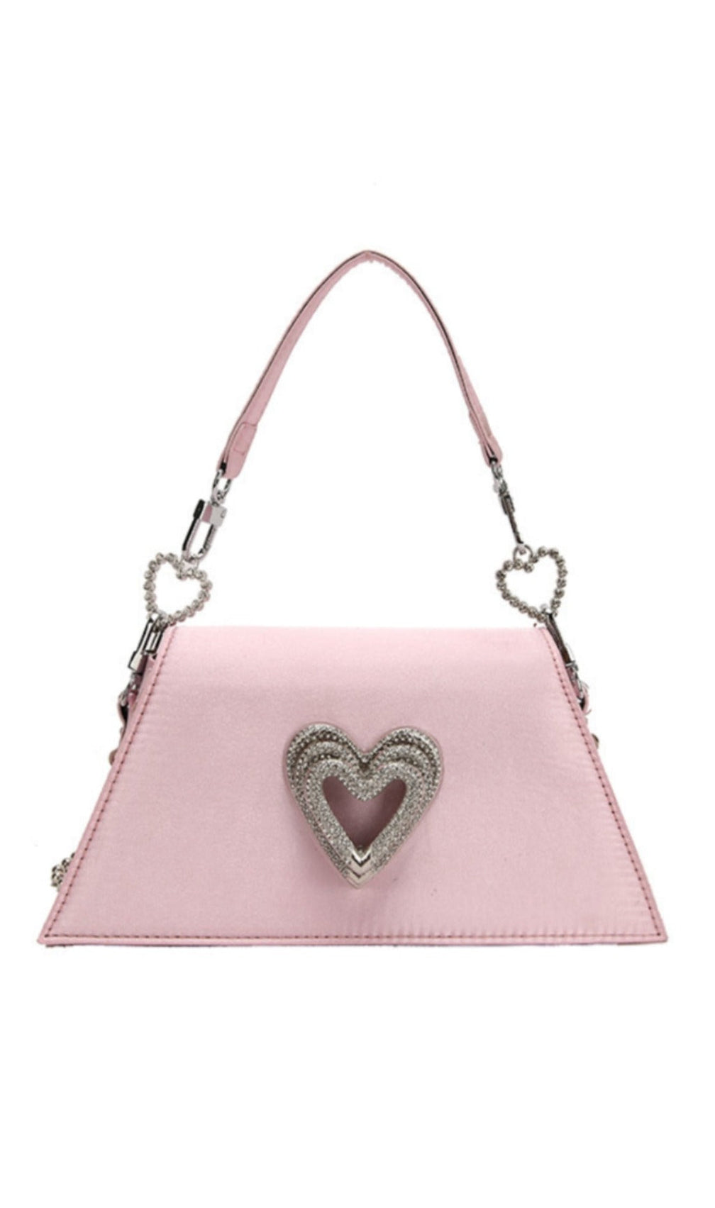 Crystal Heart Pink Kelly Bag