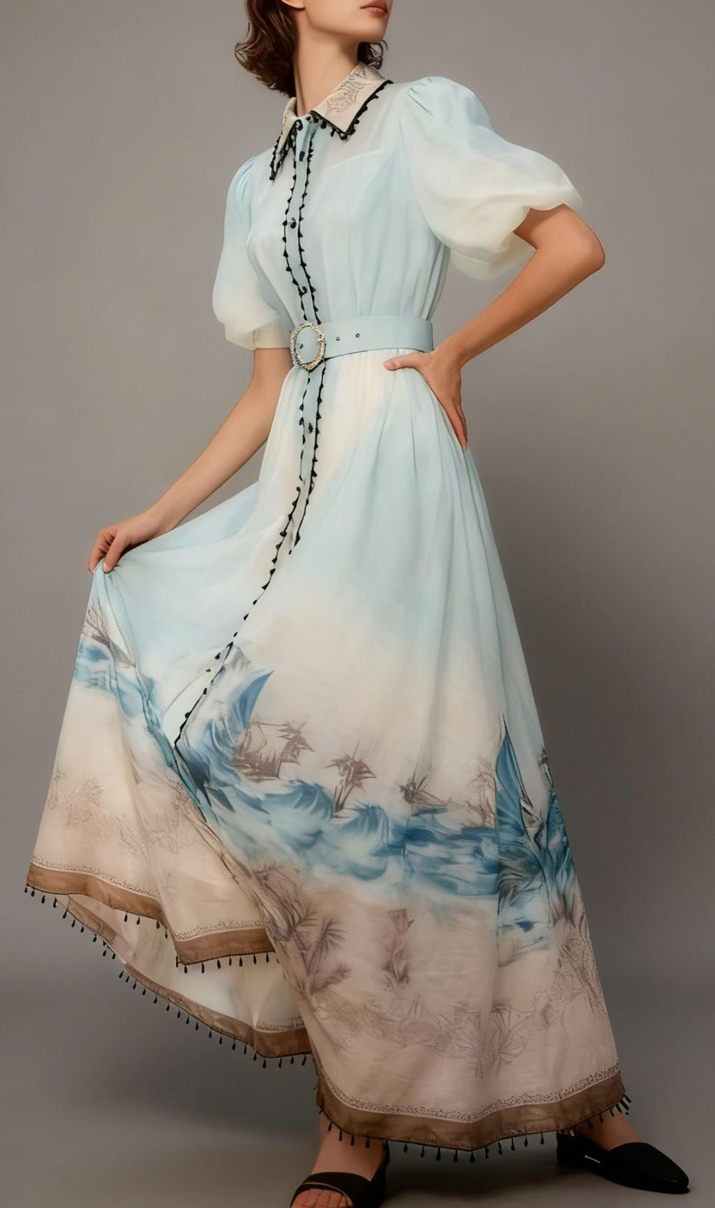 Karrie Blue Tropical Print Maxi Dress | Elegant Resort & Vacation Style
