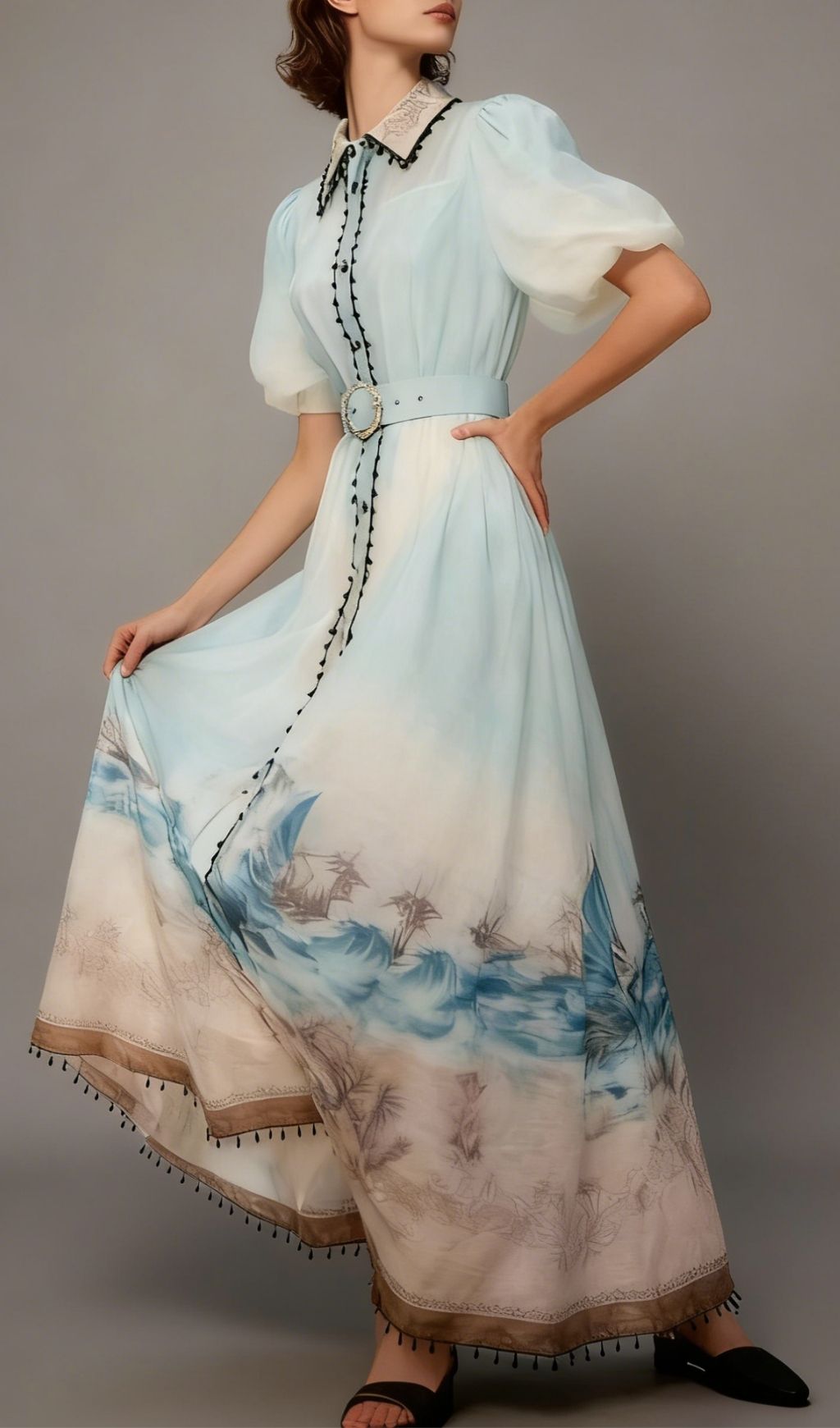 Karrie Blue Tropical Print Maxi Dress | Elegant Resort & Vacation Style