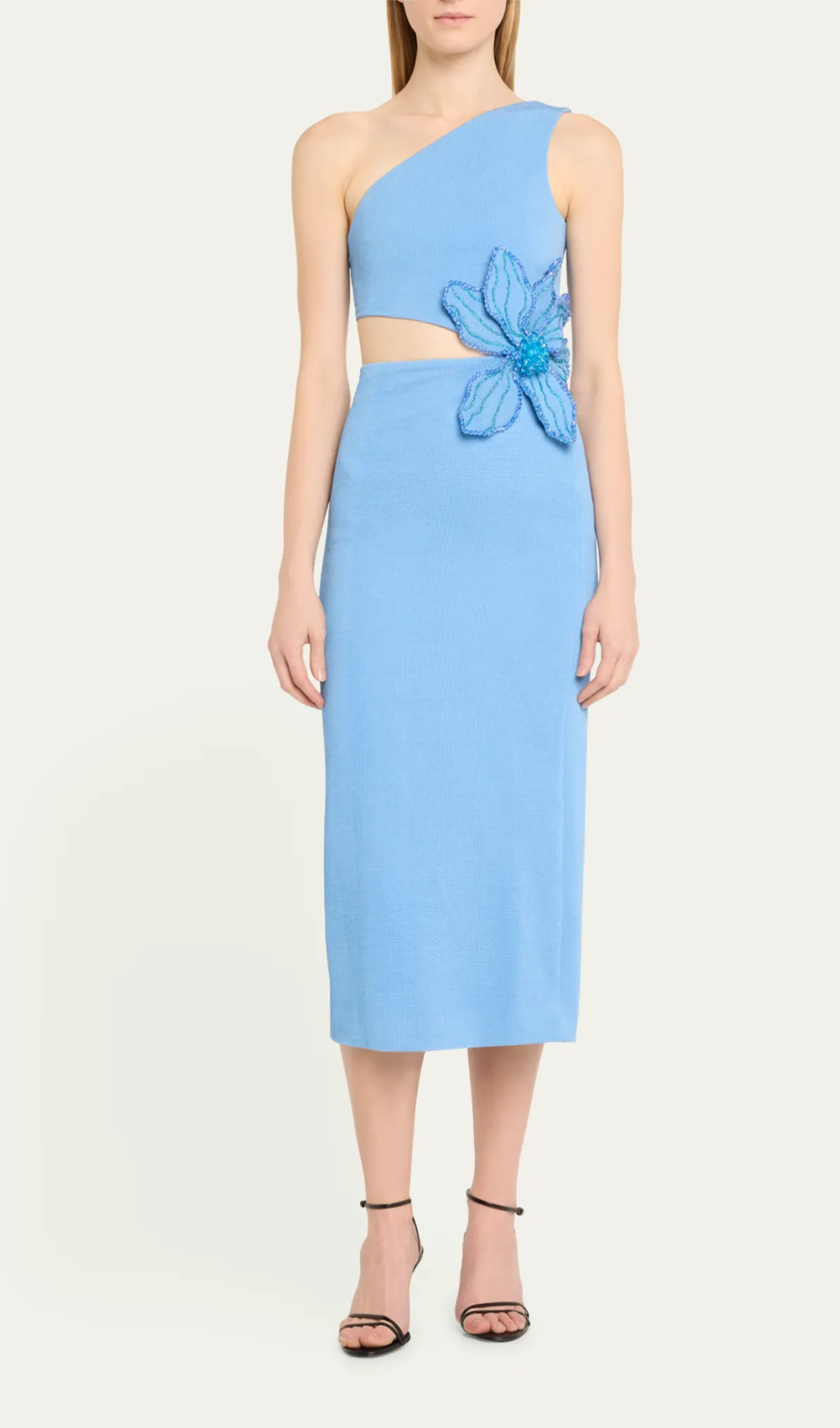 Aliyah Blue Flower Bandage Midi Dress