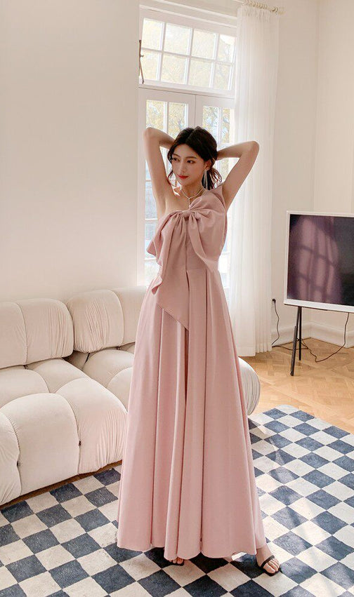 Dolores Luxe Pink Oversized Bow Strapless Maxi Dress - Elegant Formal Gown