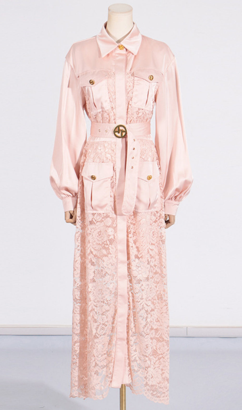 Carissa Embroidery Belt Long Sleeve Maxi Dress