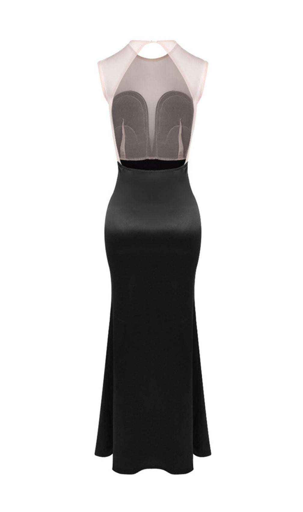 Katell Black Fringe Illusion Backless Maxi Dress | Women's Evening Gown