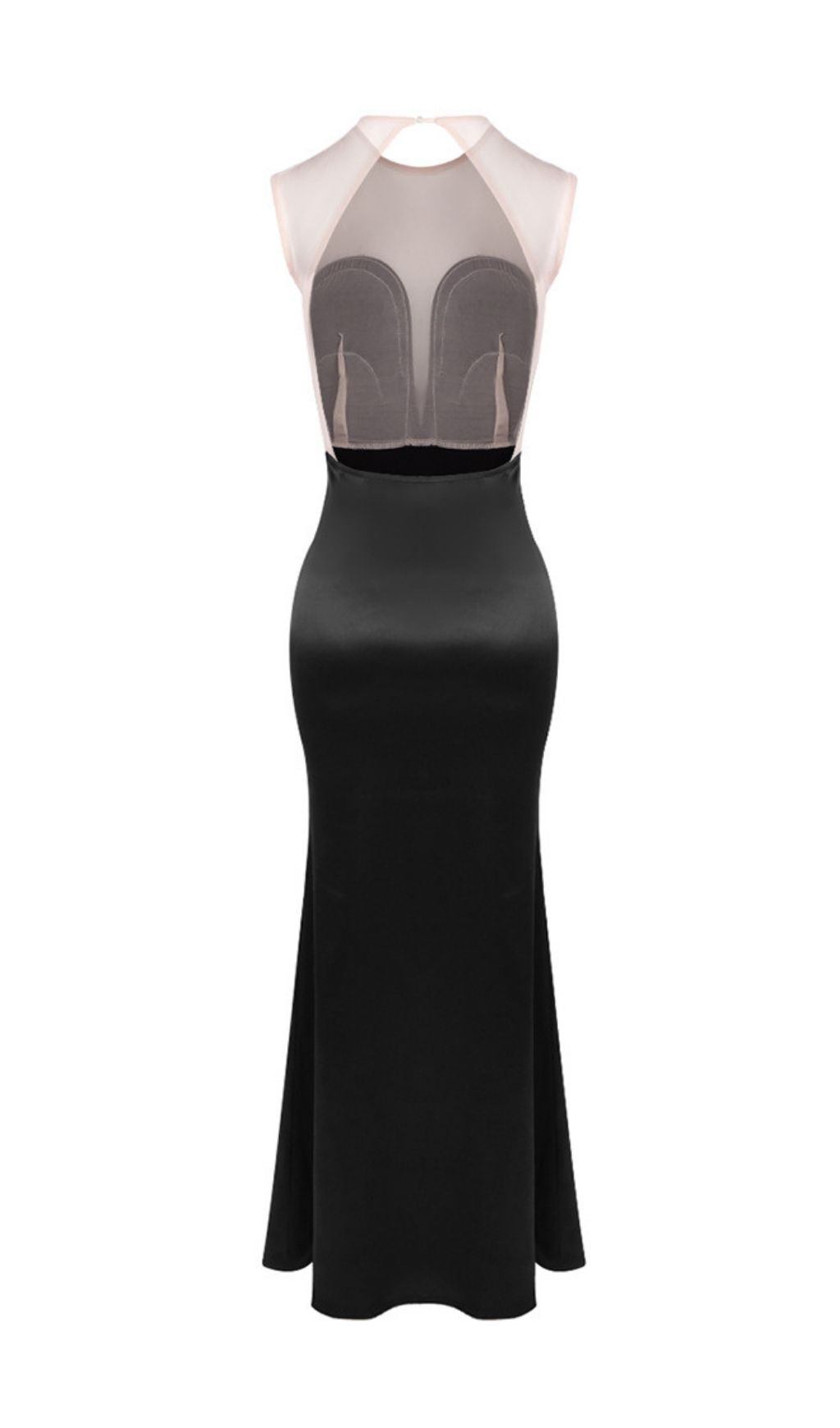 Katell Black Fringe Illusion Backless Maxi Dress | Women's Evening Gown