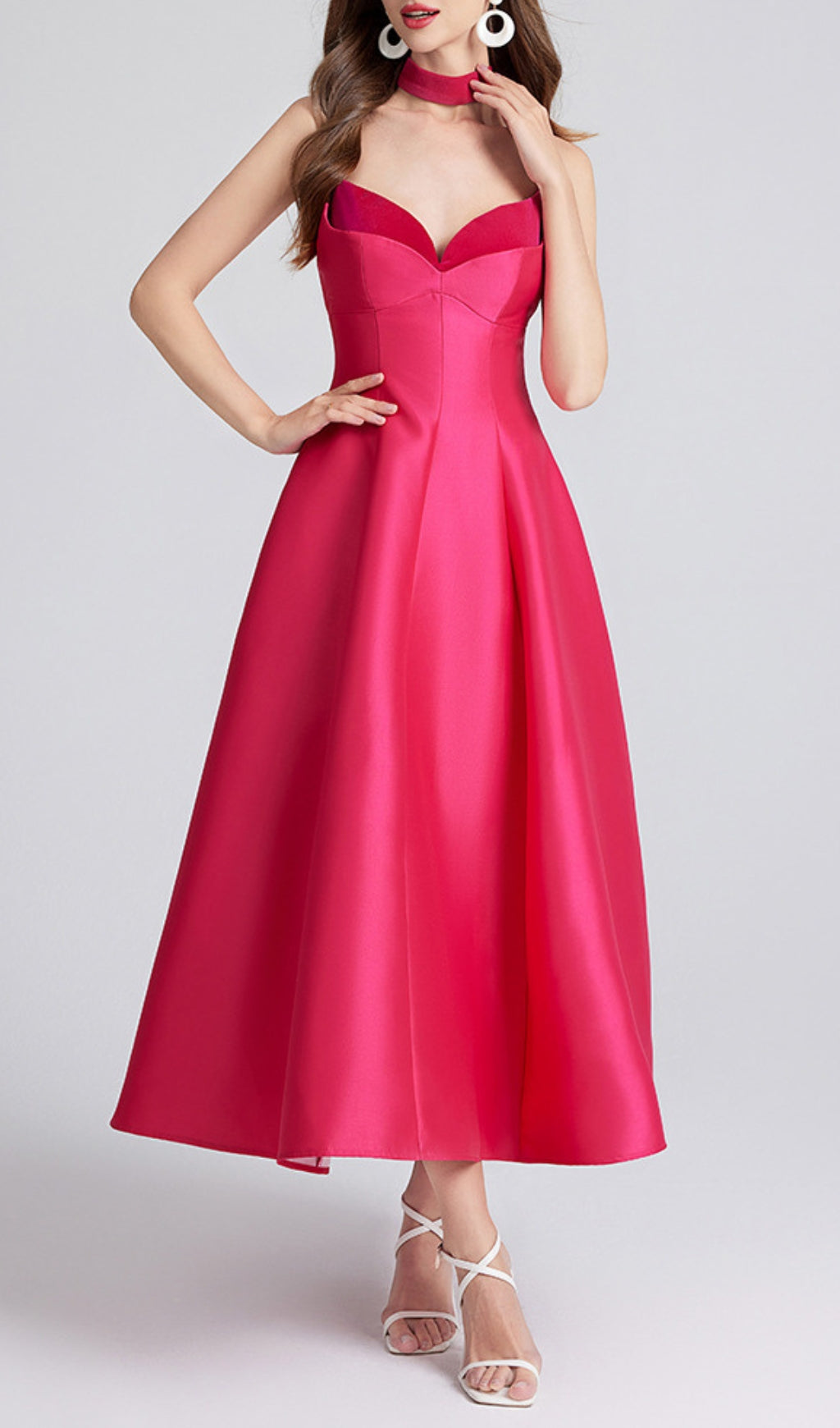 Carminda Rose Red Patchwork Midi Dress