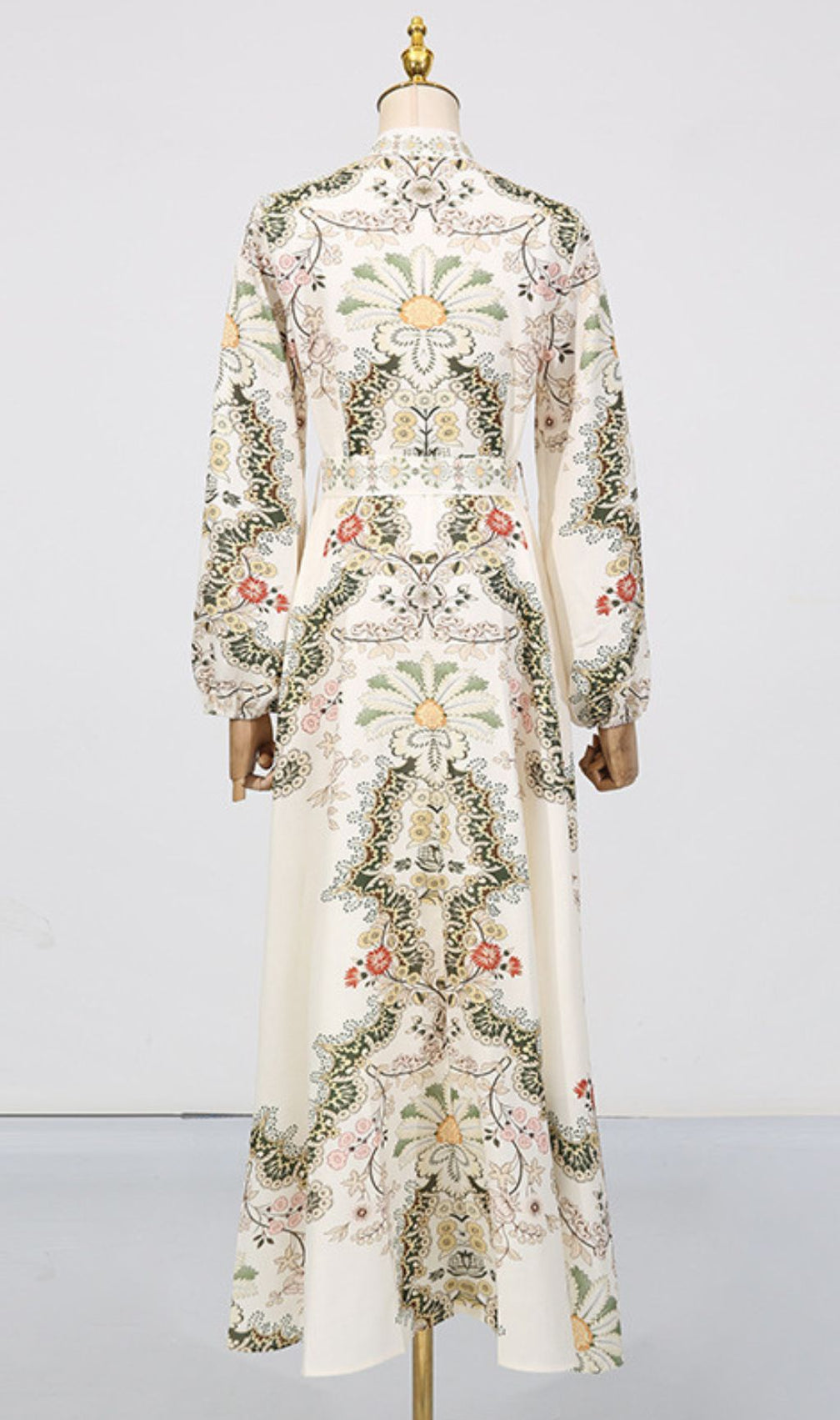 Fawzia Flower Printed Long Sleeve Maxi Dress