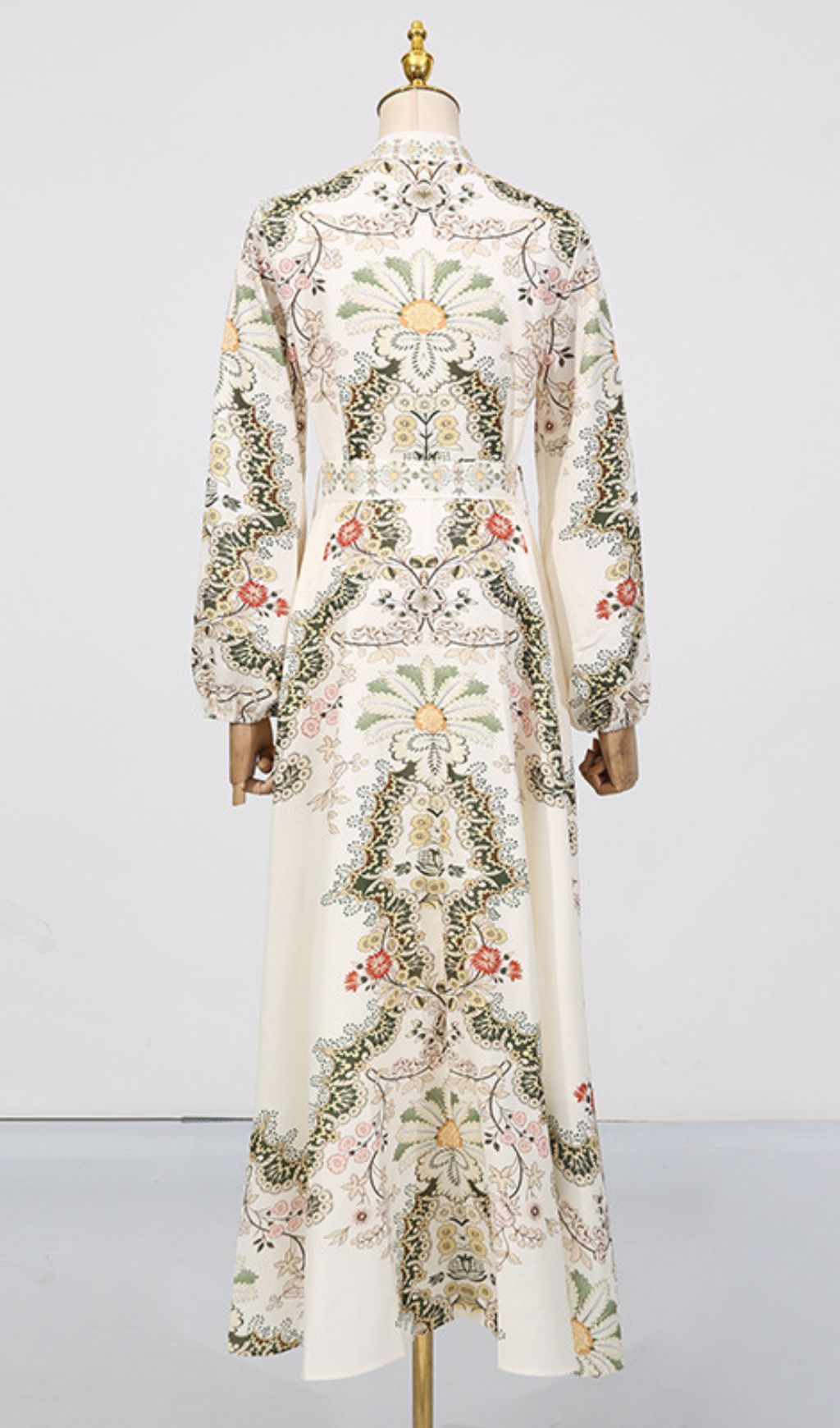 Fawzia Flower Printed Long Sleeve Maxi Dress