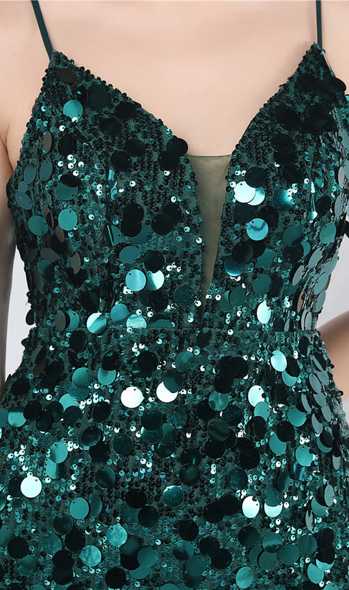 Chole Green Strappy Sequin Maxi Dress