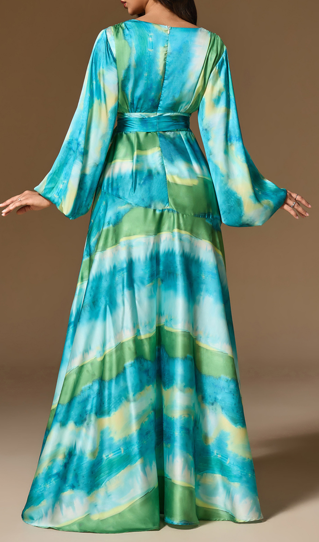 Galena Printed Long Sleeve Maxi Dress