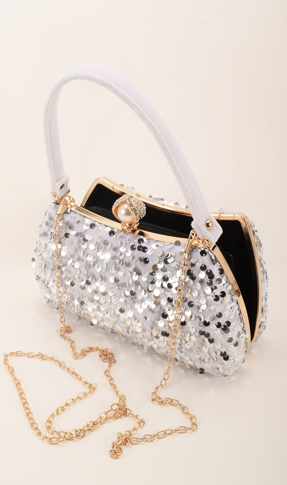 Sparkle & Shine: Anahid Royal Blue Sequin Evening Clutch with Pearl Accent