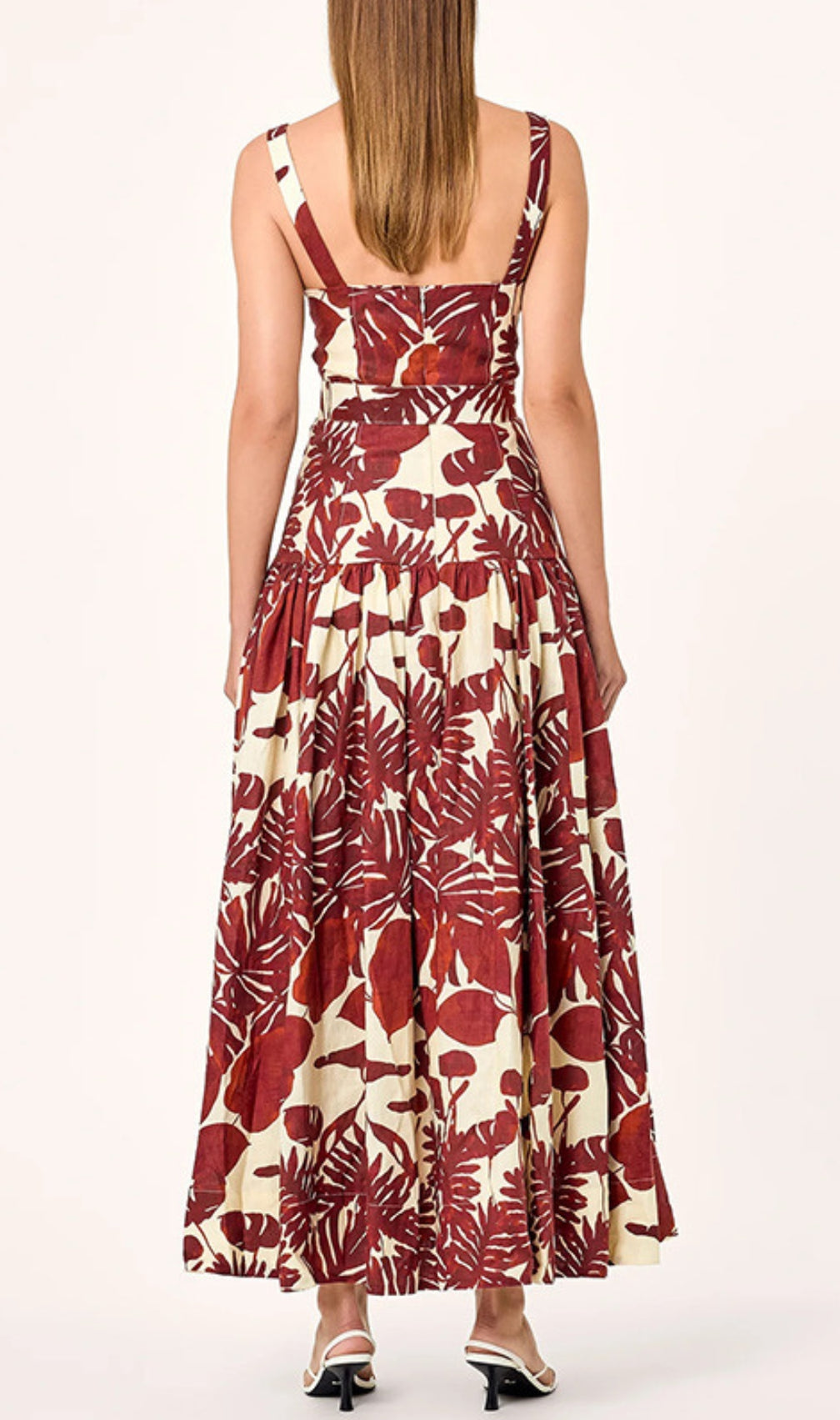 Drika Red Strappy Printed Midi Dress