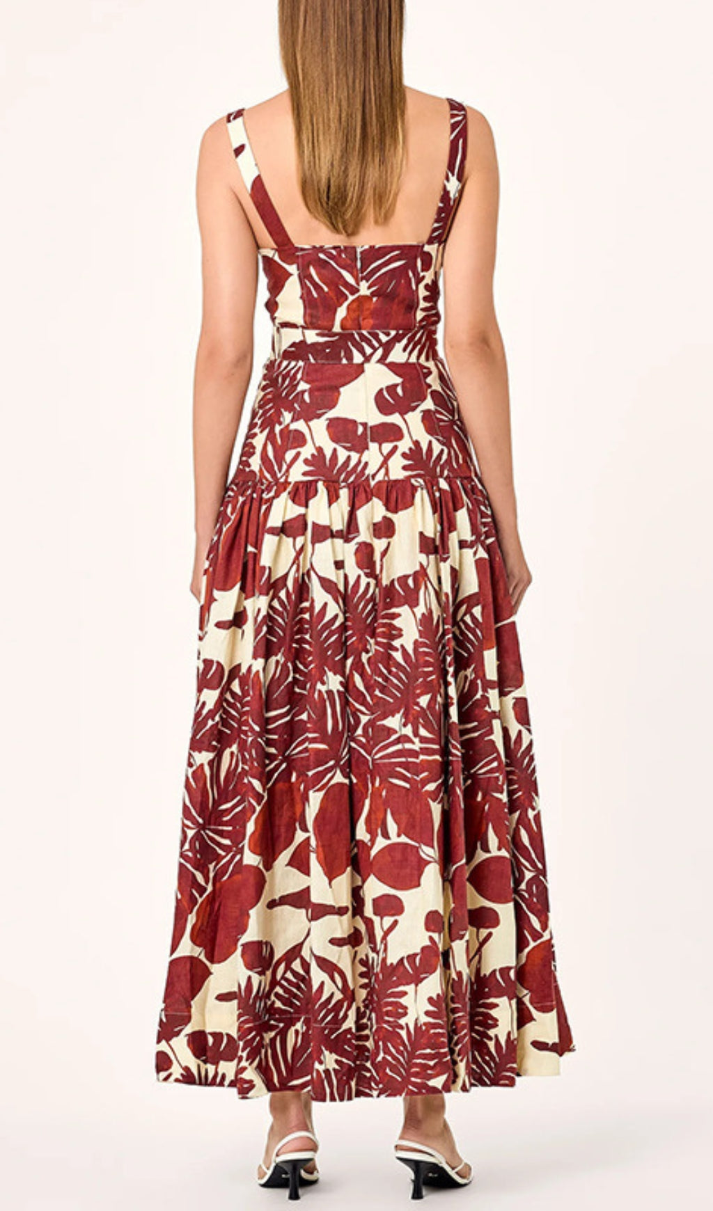 Drika Red Strappy Printed Midi Dress