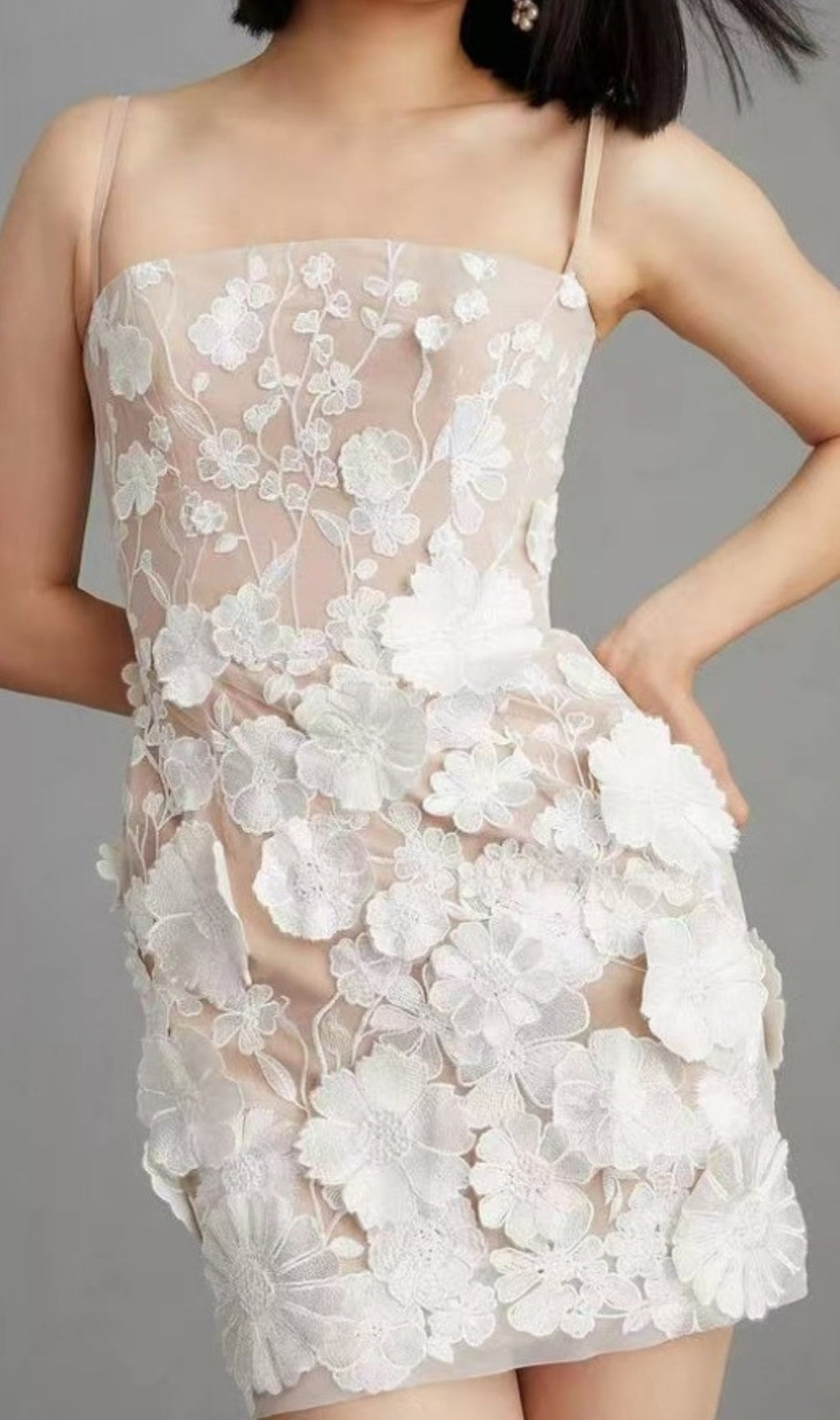 Adonica Flower Embellished Mini Dress